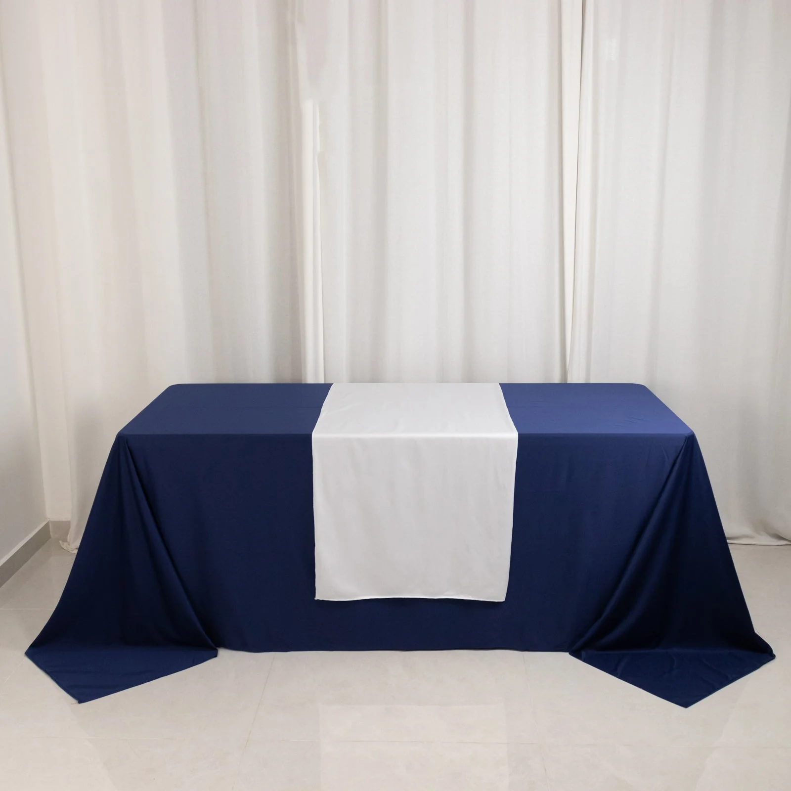 Scuba Polyester Wide Table Runner 24"x72" White - Wrinkle-Free Trade Show & Event Table Linen - Image 8
