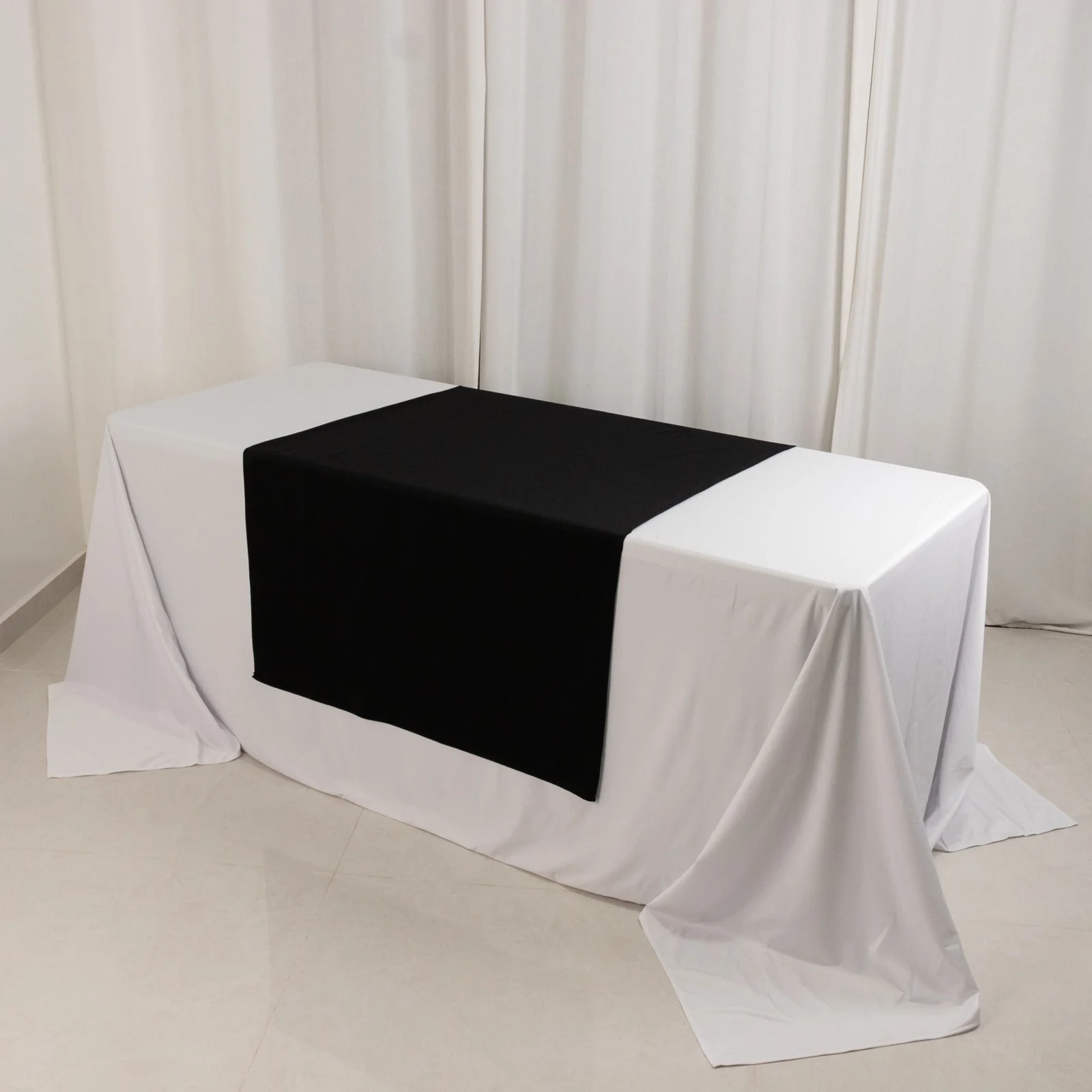 Scuba Polyester Wide Table Runner 36"x72" Black - Wrinkle-Free Trade Show Table Linen - Image 7