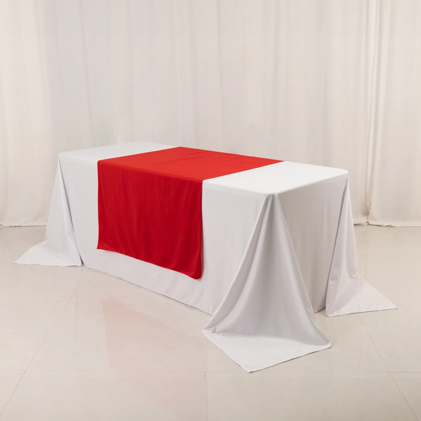 Scuba Polyester Wide Table Runner 36"x72" Red - Wrinkle-Free Trade Show Table Linen - Image 2