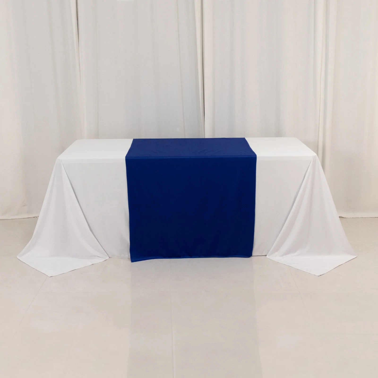Scuba Polyester Wide Table Runner 36"x72" Royal Blue - Wrinkle-Free Trade Show Table Linen