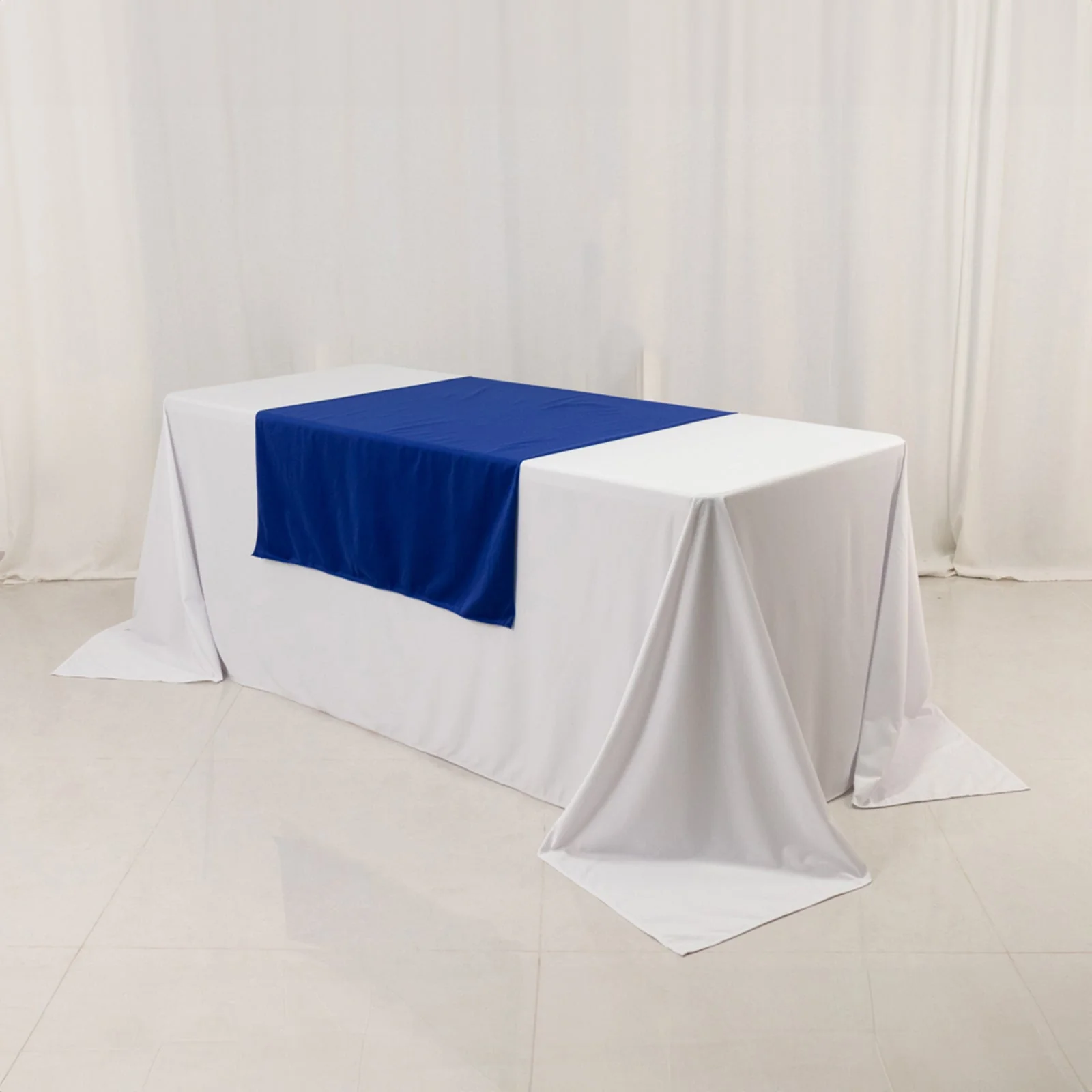 Scuba Polyester Wide Table Runner 36"x72" Royal Blue - Wrinkle-Free Trade Show Table Linen - Image 6