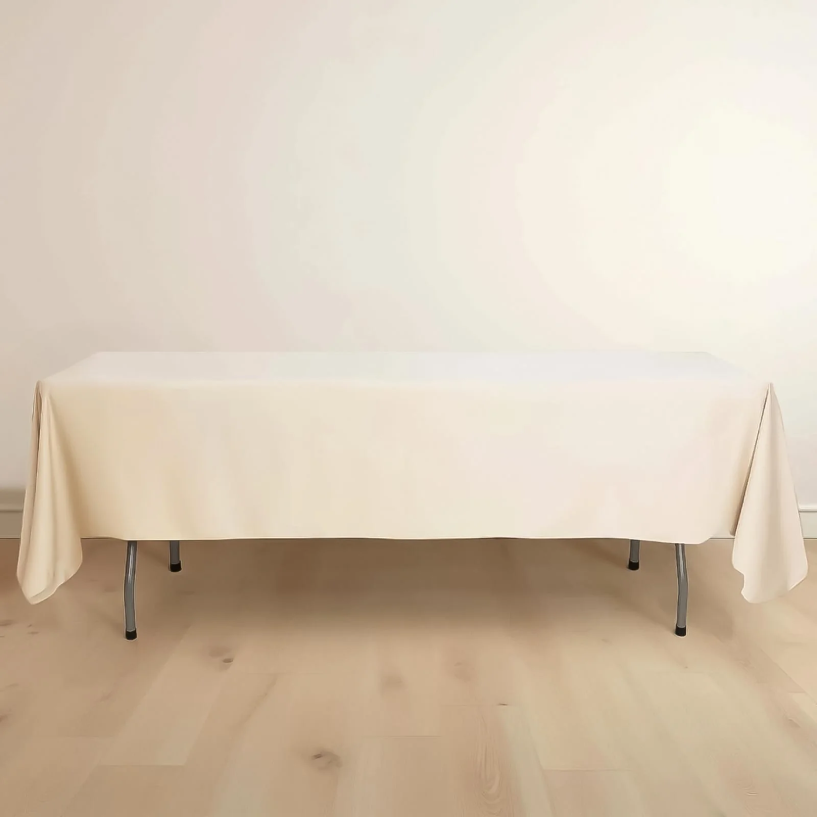 Scuba Rectangular Tablecloth 60"x102" Beige - Wrinkle Free Table Cover