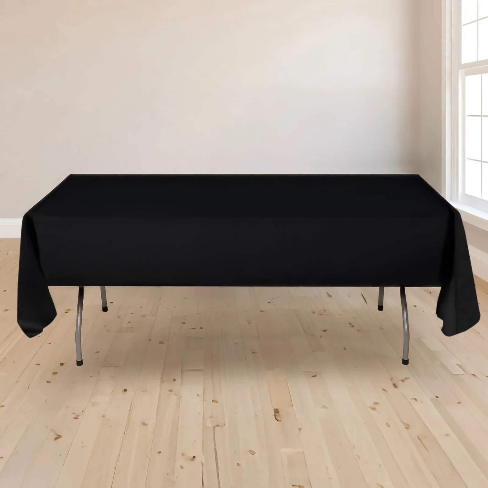 Scuba Rectangular Tablecloth 60"x102" Black - Wrinkle Free & Stain Resistant Sophisticated Table Cover