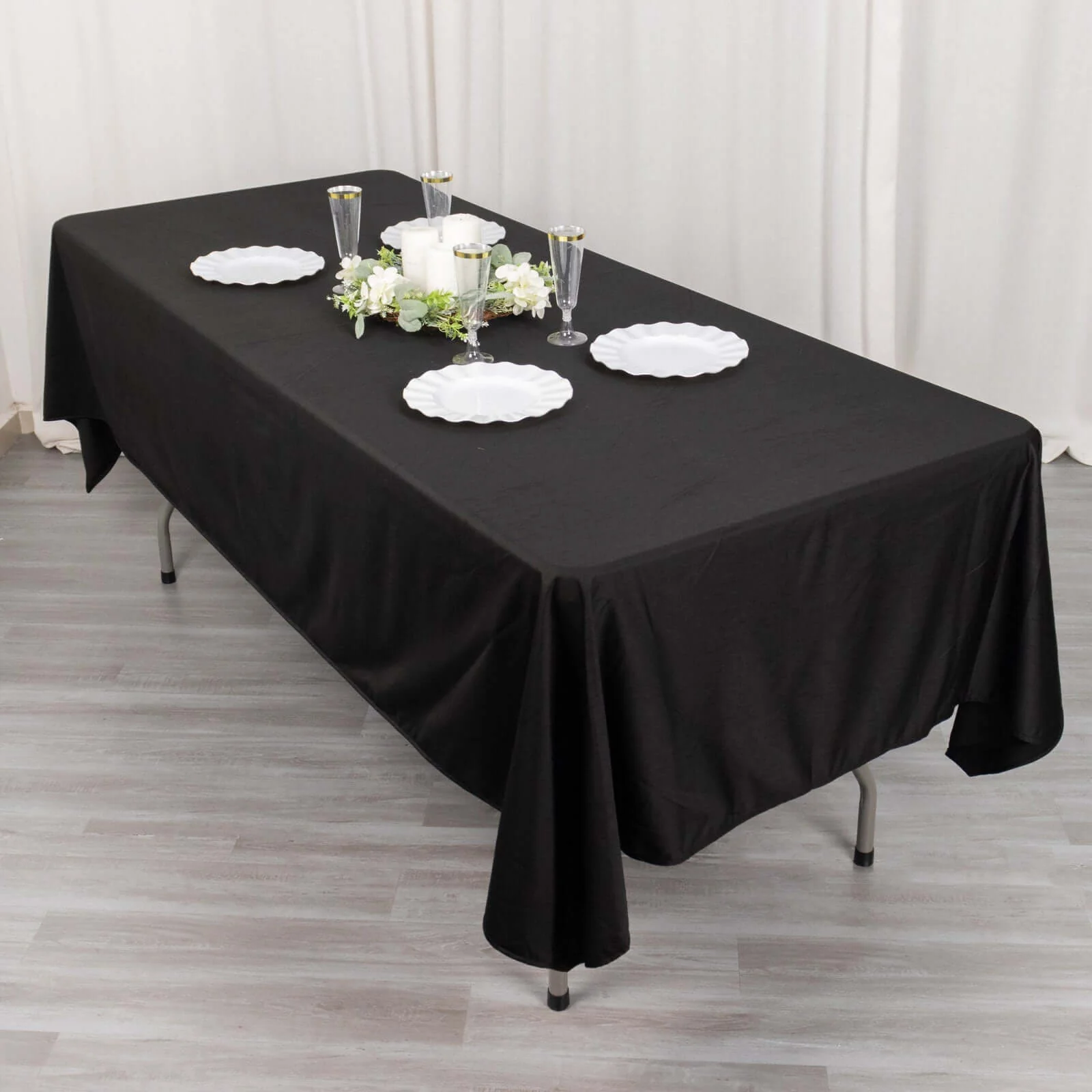 Scuba Rectangular Tablecloth 60"x102" Black - Wrinkle Free & Stain Resistant Sophisticated Table Cover - Image 6
