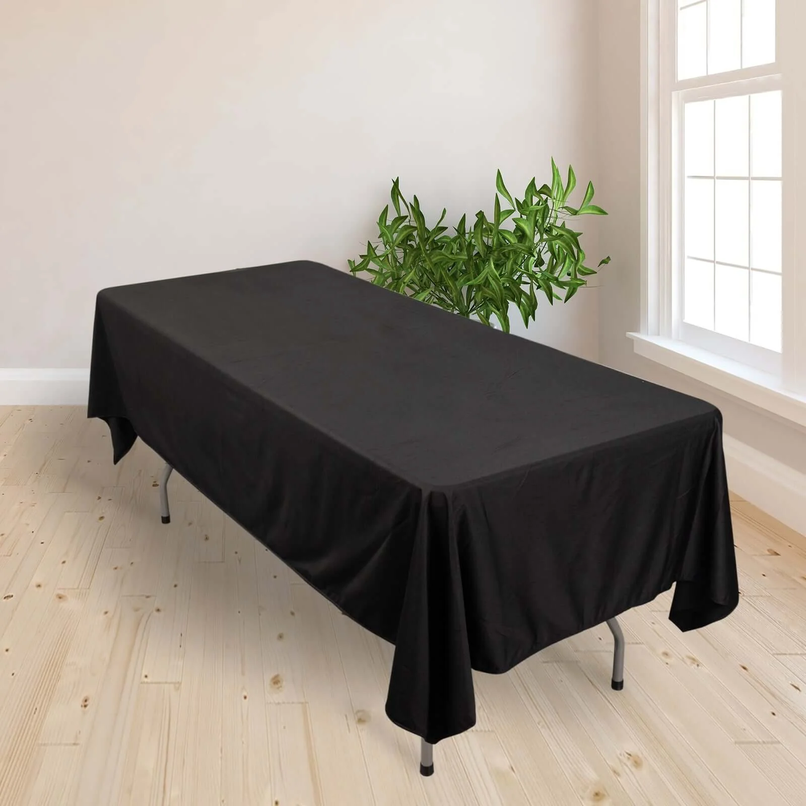 Scuba Rectangular Tablecloth 60"x102" Black - Wrinkle Free & Stain Resistant Sophisticated Table Cover - Image 8