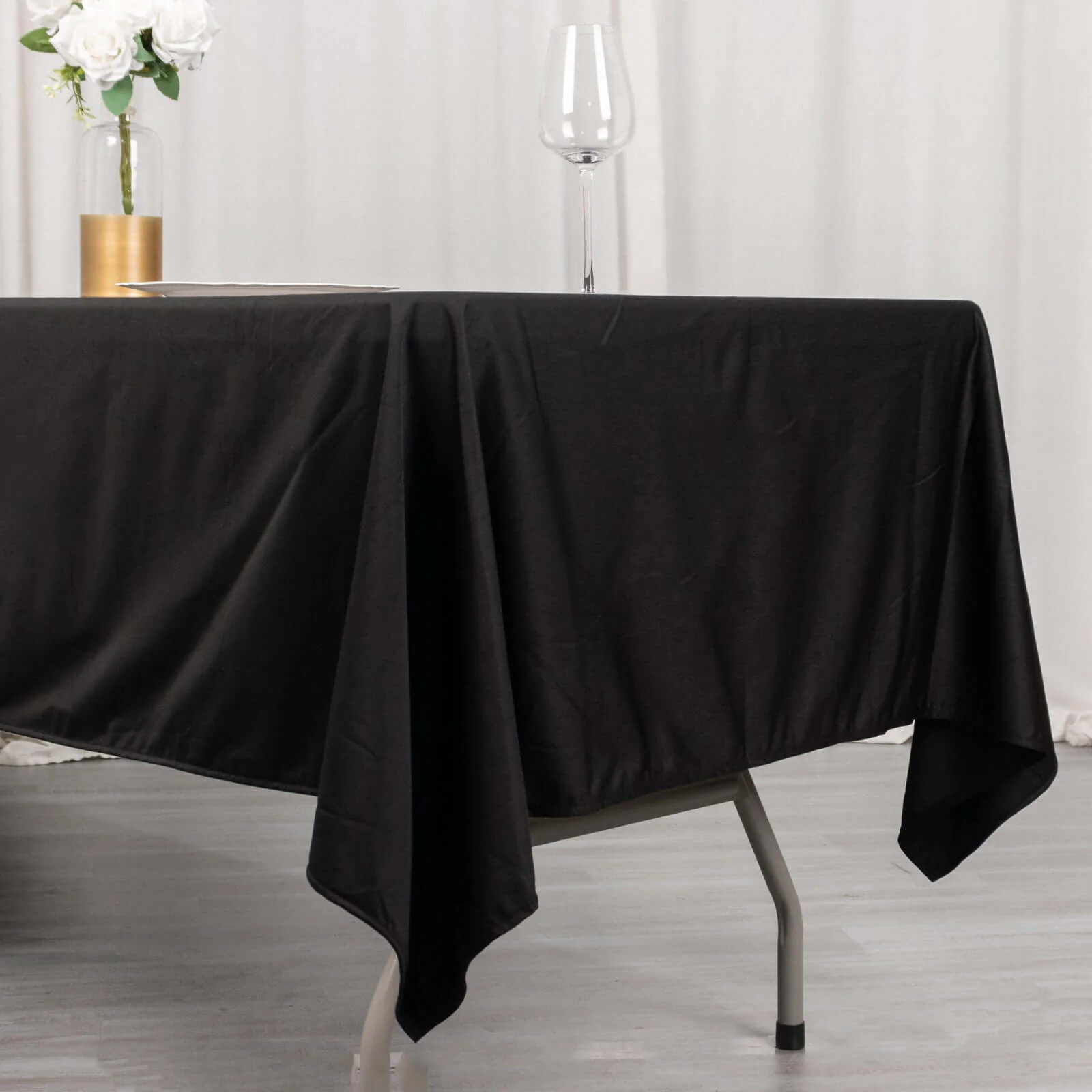 Scuba Rectangular Tablecloth 60"x102" Black - Wrinkle Free & Stain Resistant Sophisticated Table Cover - Image 9