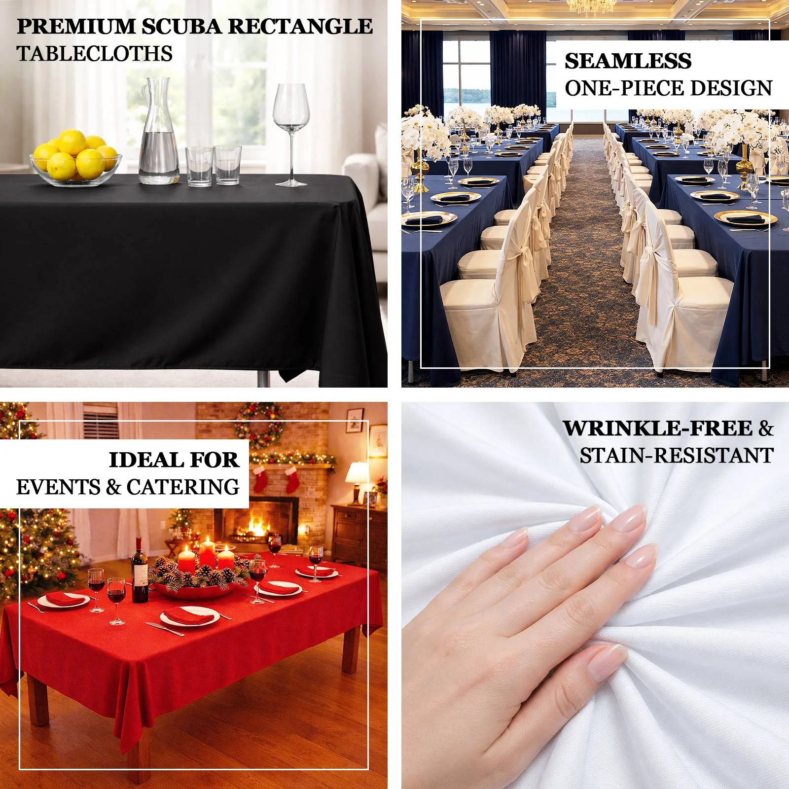 Scuba Rectangular Tablecloth 60"x102" Blush - Wrinkle Free Table Cover - Image 4