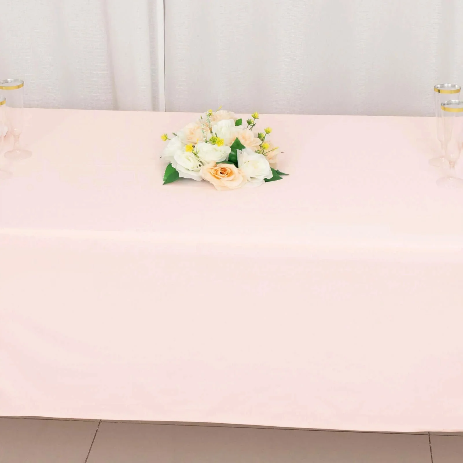Scuba Rectangular Tablecloth 60"x102" Blush - Wrinkle Free Table Cover - Image 9