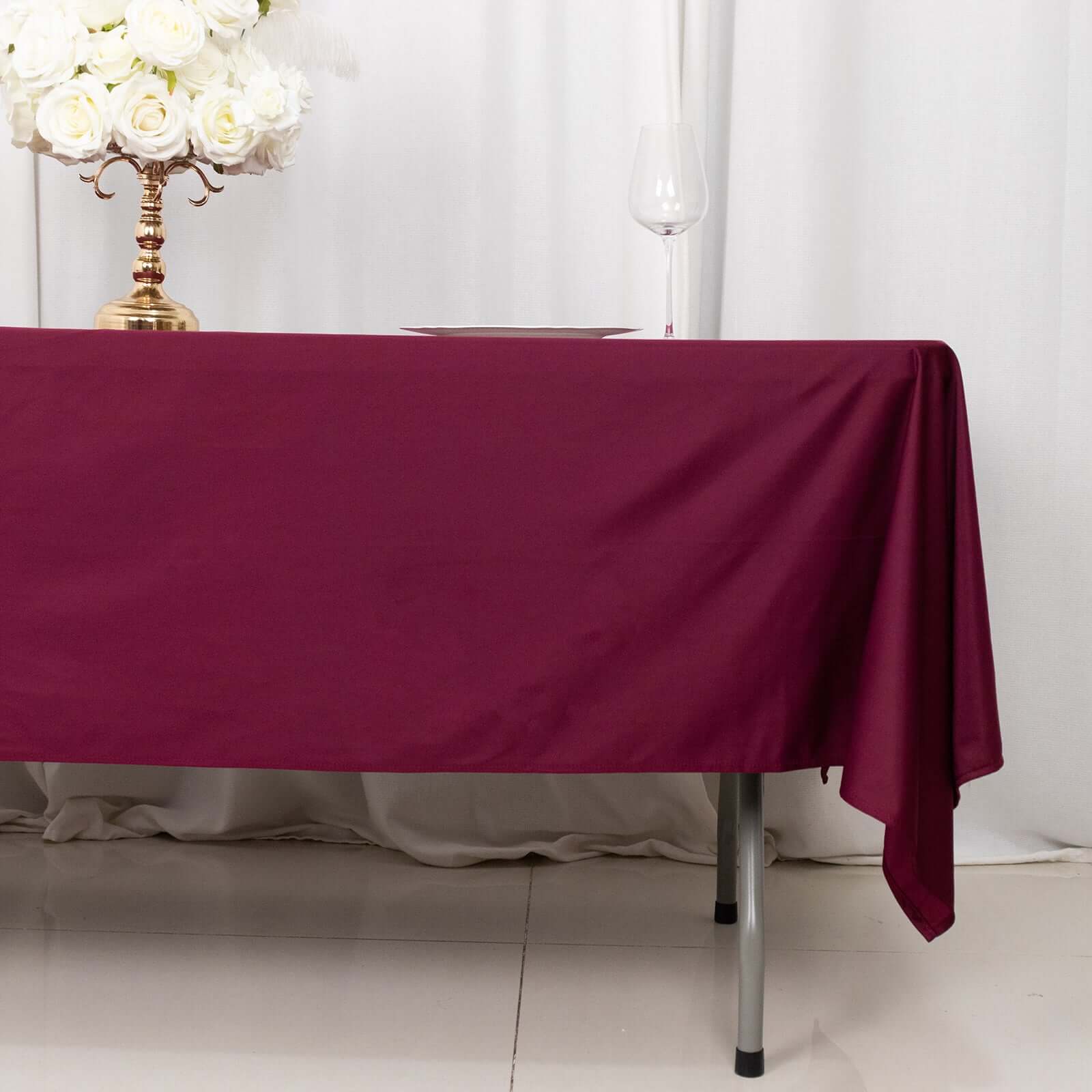 Scuba Rectangular Tablecloth 60"x102" Burgundy - Wrinkle Free Table Cover - Image 3