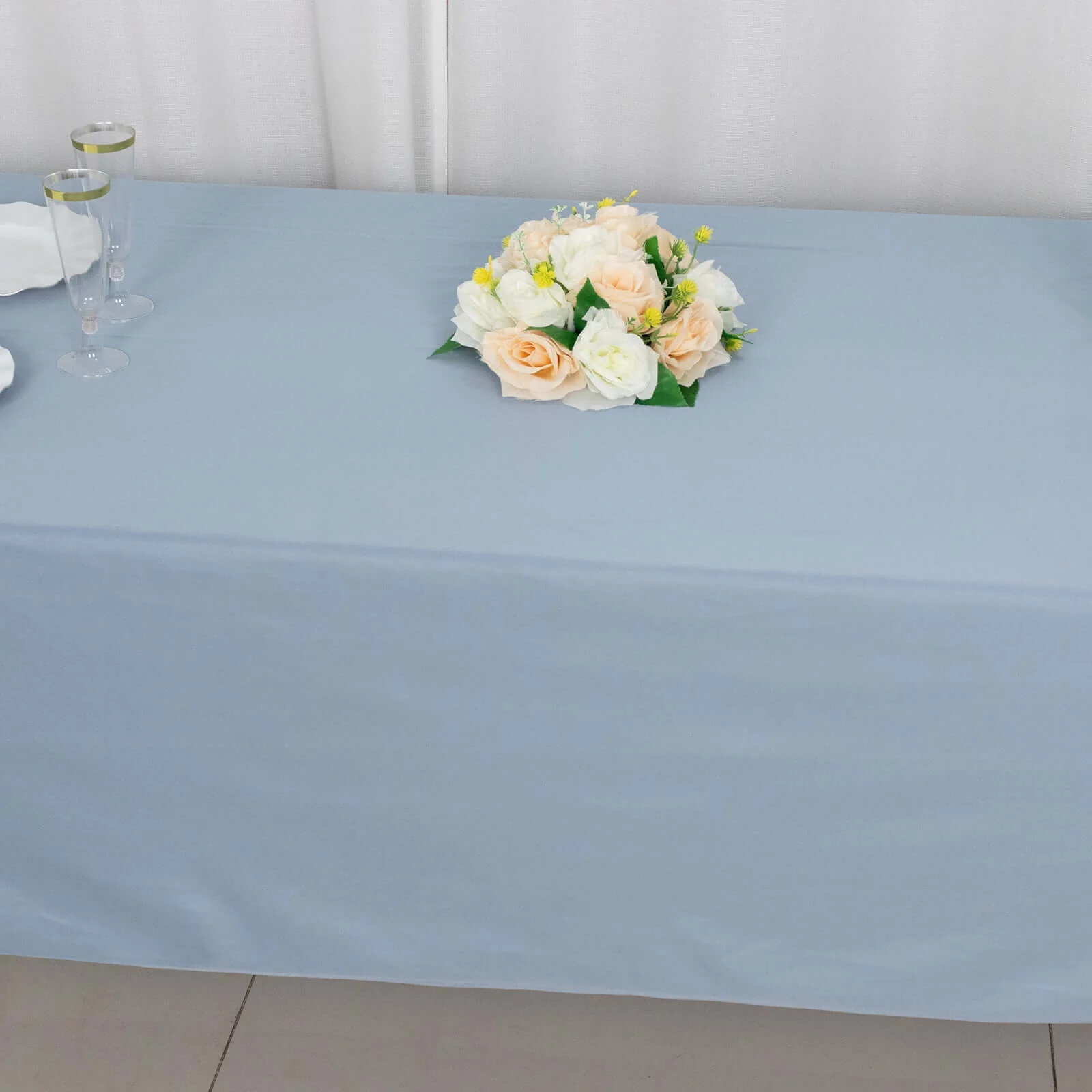 Scuba Rectangular Tablecloth 60"x102" Dusty Blue - Wrinkle Free Table Cover - Image 9