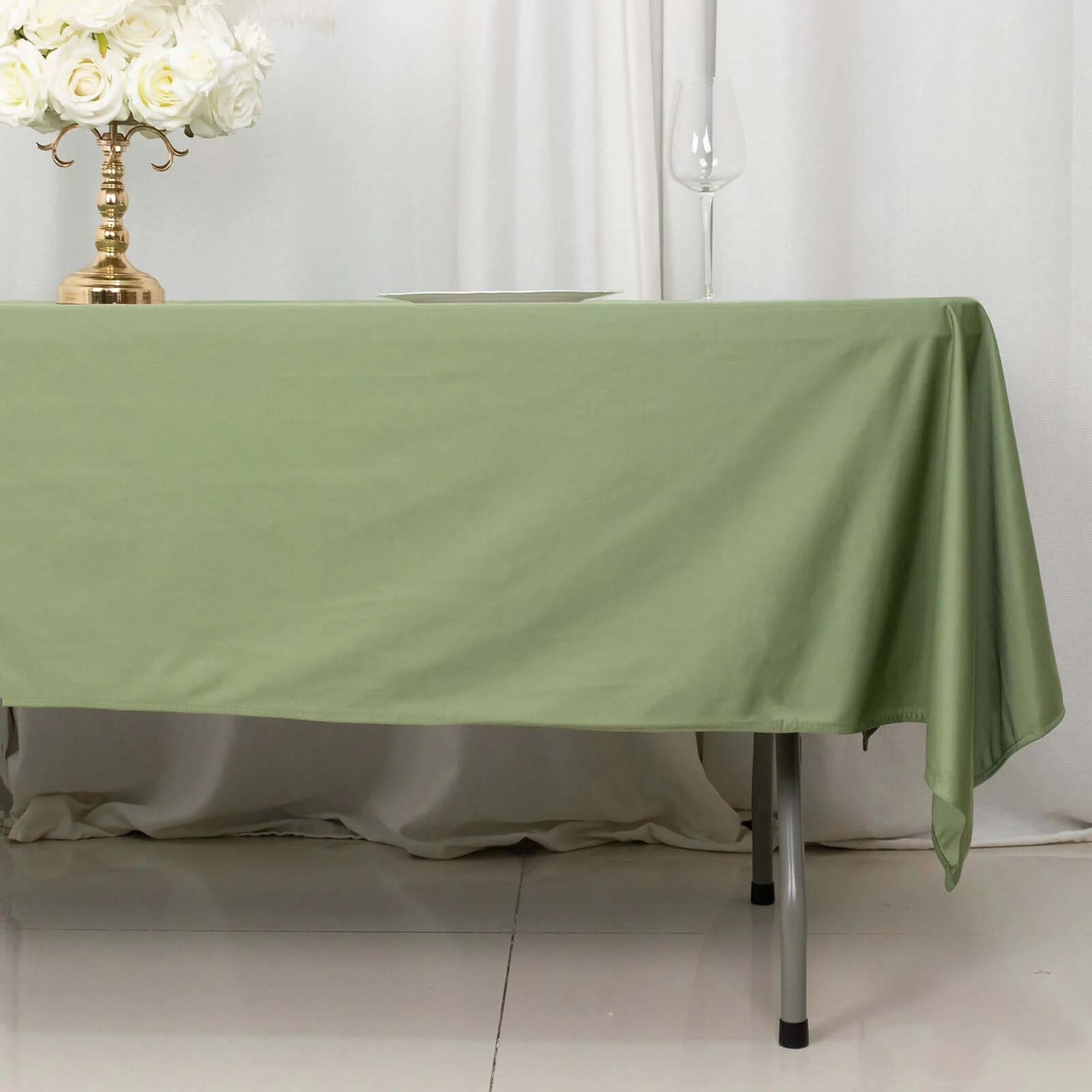 Scuba Rectangular Tablecloth 60"x102" Dusty Sage Green - Wrinkle Free Table Cover - Image 3