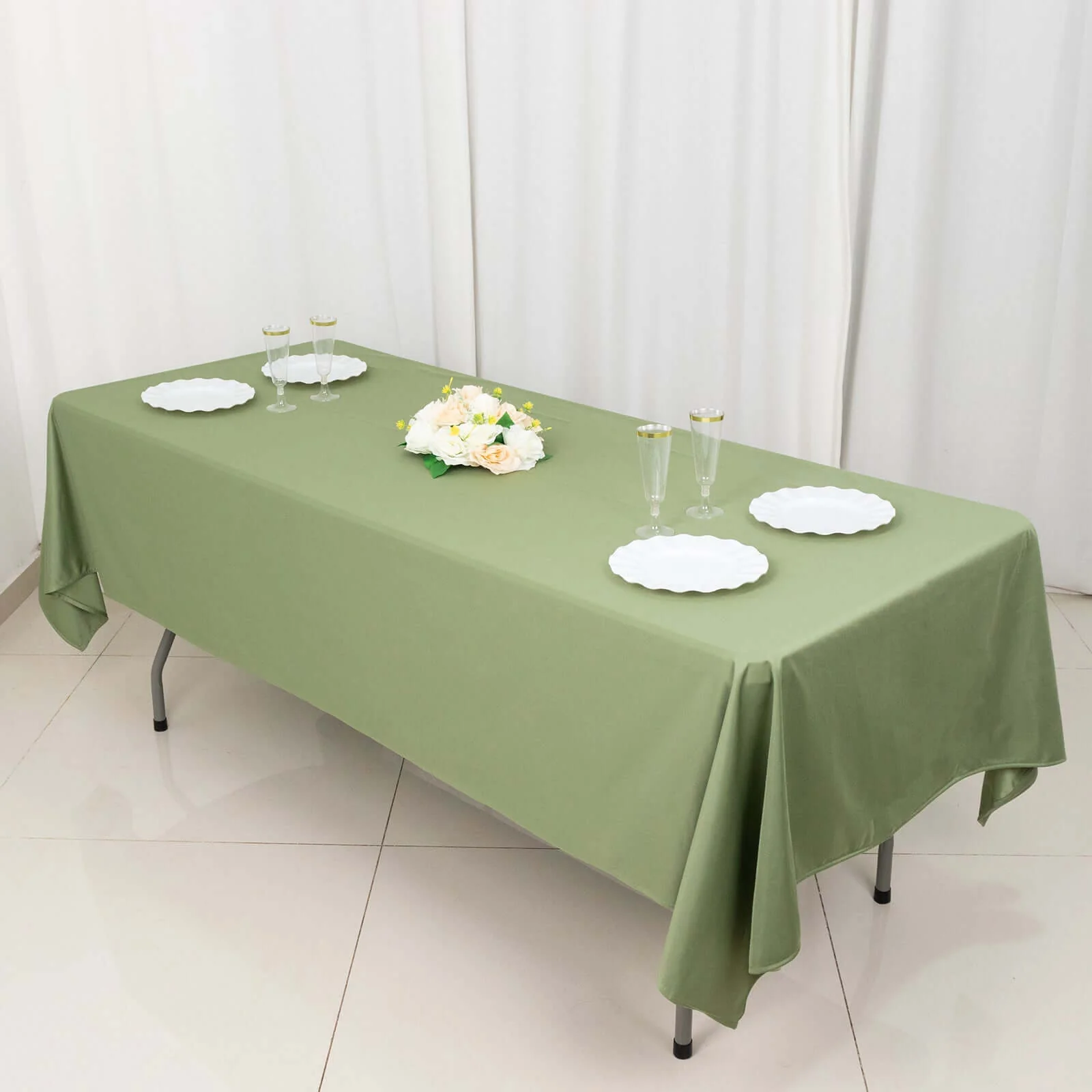 Scuba Rectangular Tablecloth 60"x102" Dusty Sage Green - Wrinkle Free Table Cover - Image 8
