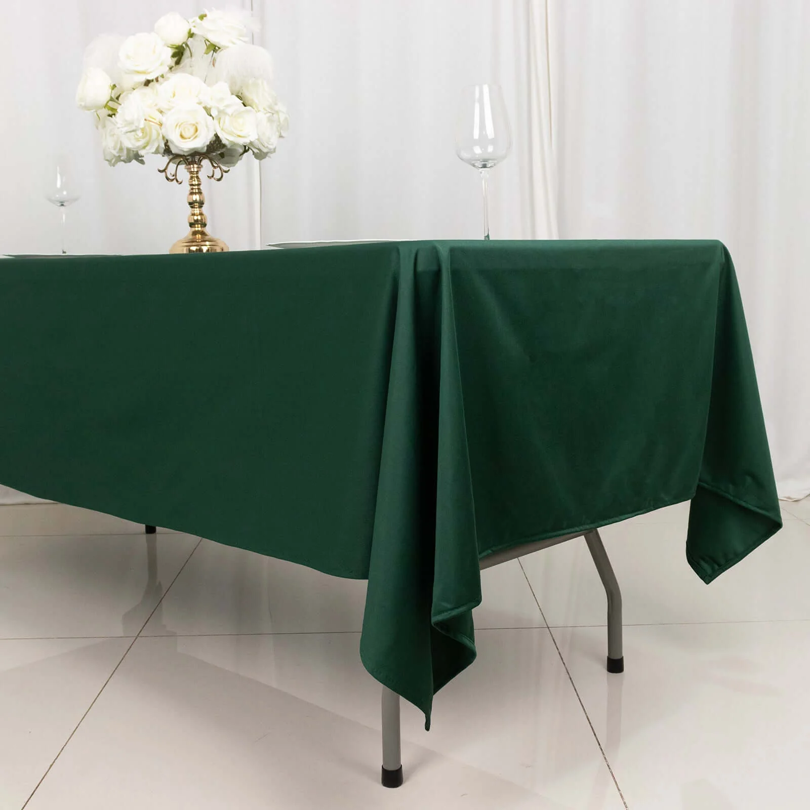 Scuba Rectangular Tablecloth 60"x102" Hunter Emerald Green - Wrinkle Free Table Cover - Image 6