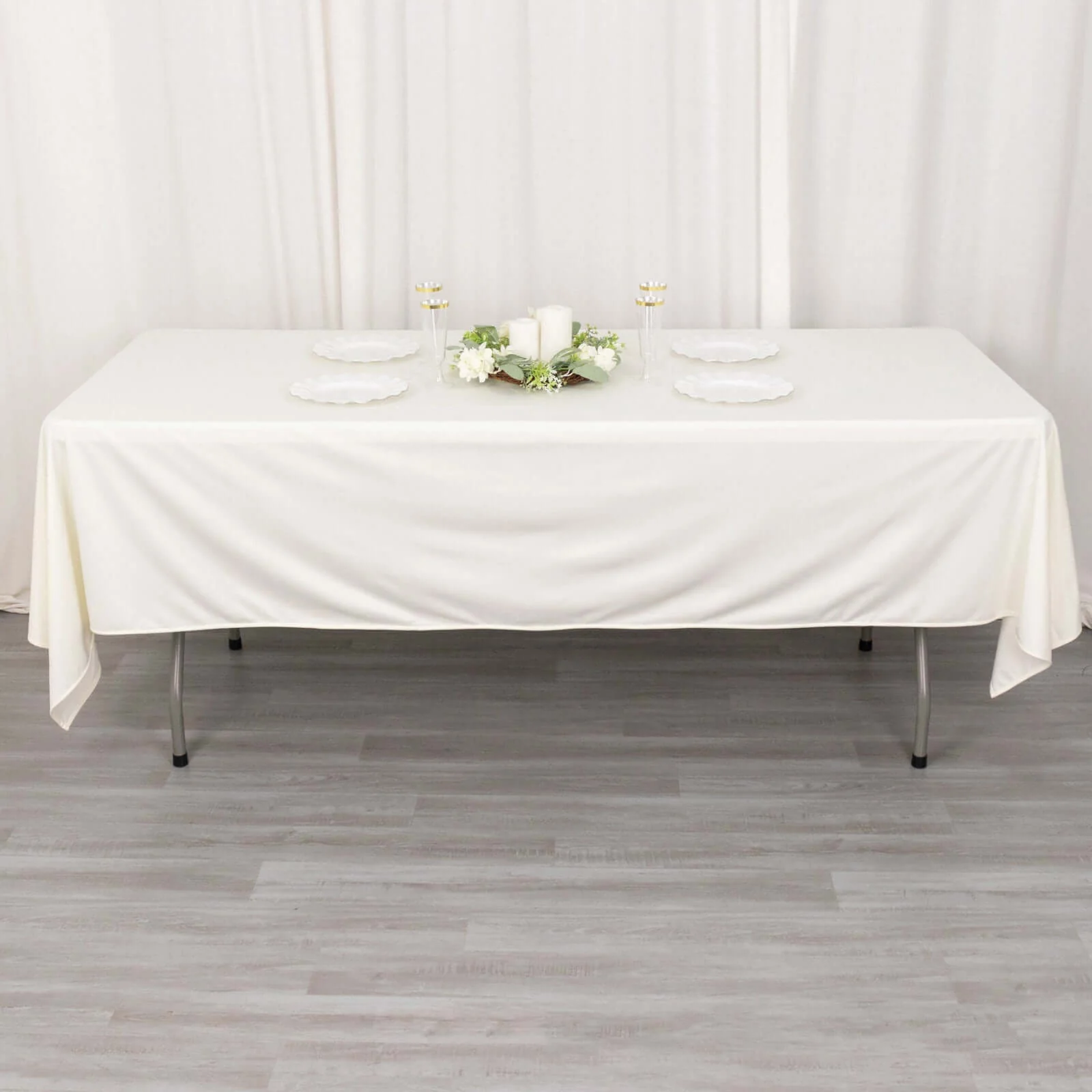 Scuba Rectangular Tablecloth 60"x102" Ivory - Wrinkle Free Table Cover - Image 3