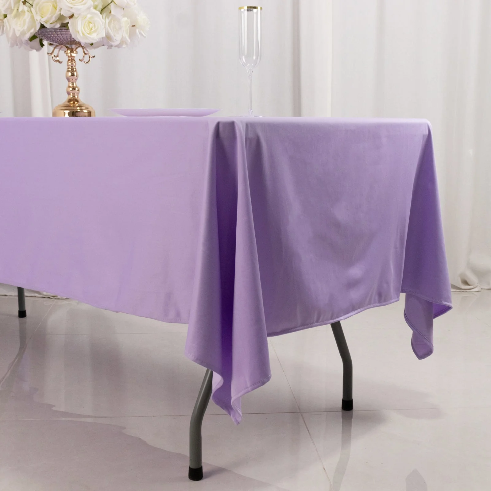 Scuba Rectangular Tablecloth 60"x102" Lavender Lilac - Wrinkle Free Table Cover - Image 7
