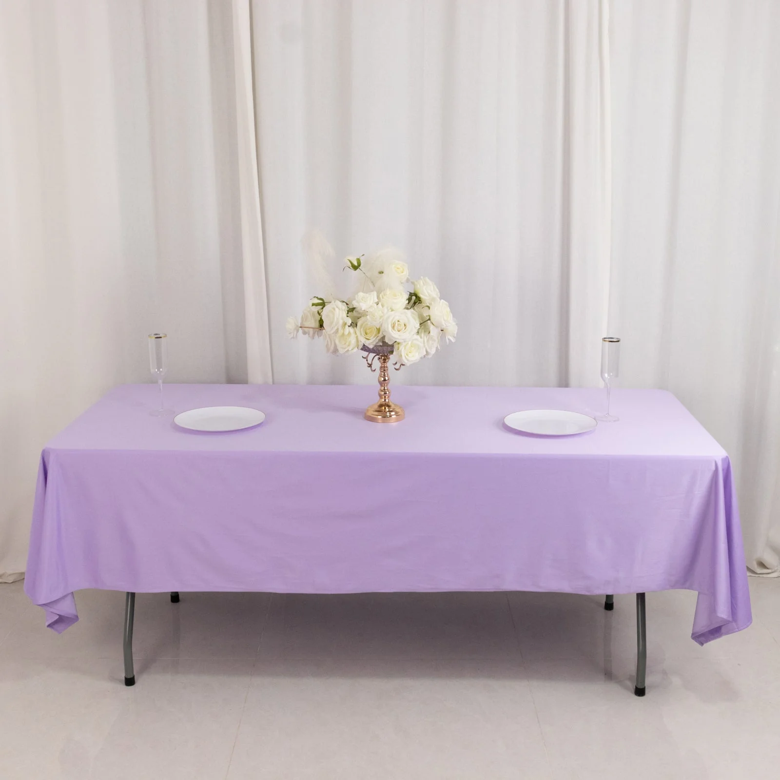 Scuba Rectangular Tablecloth 60"x102" Lavender Lilac - Wrinkle Free Table Cover - Image 9