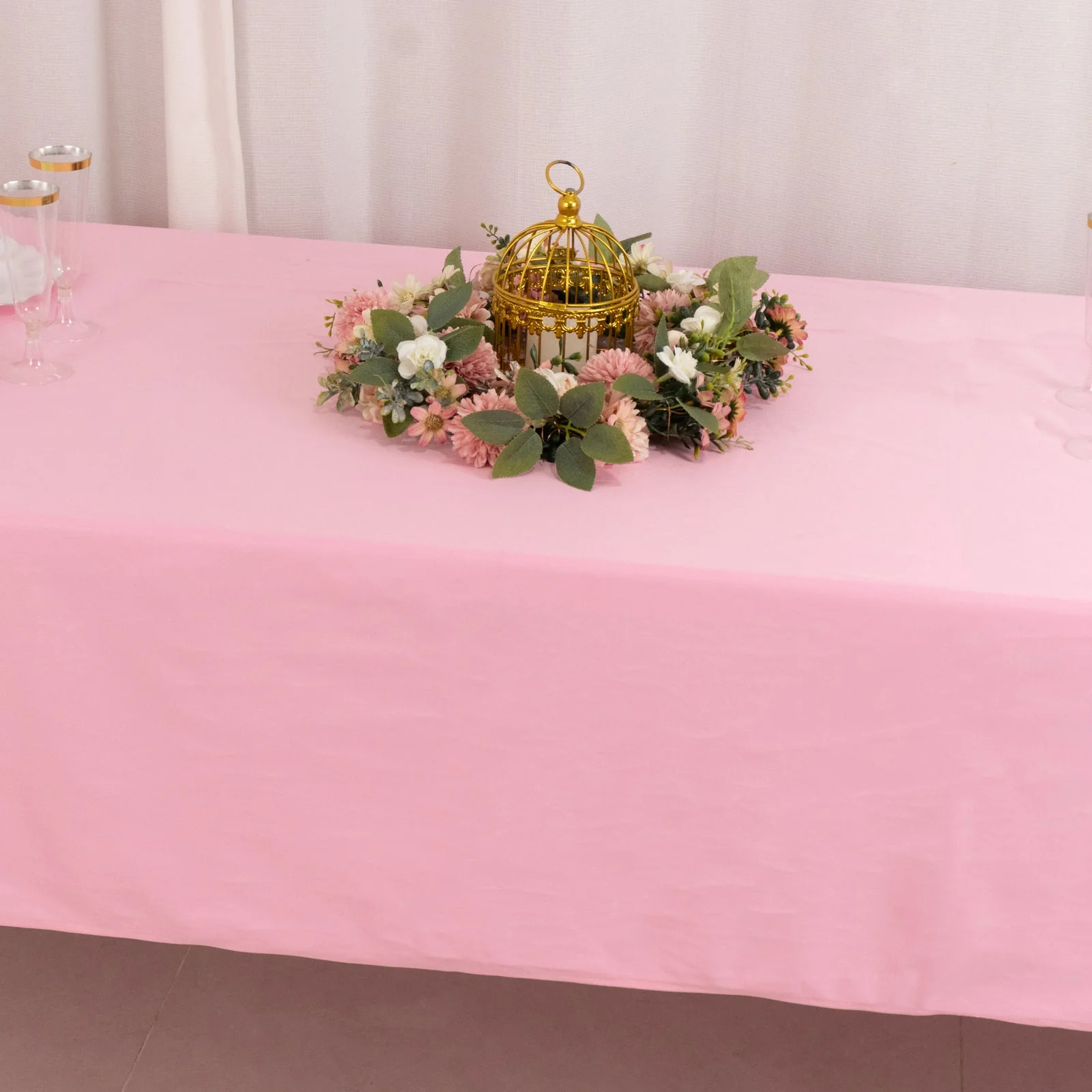 Scuba Rectangular Tablecloth 60"x102" Pink - Wrinkle Free Table Cover - Image 10