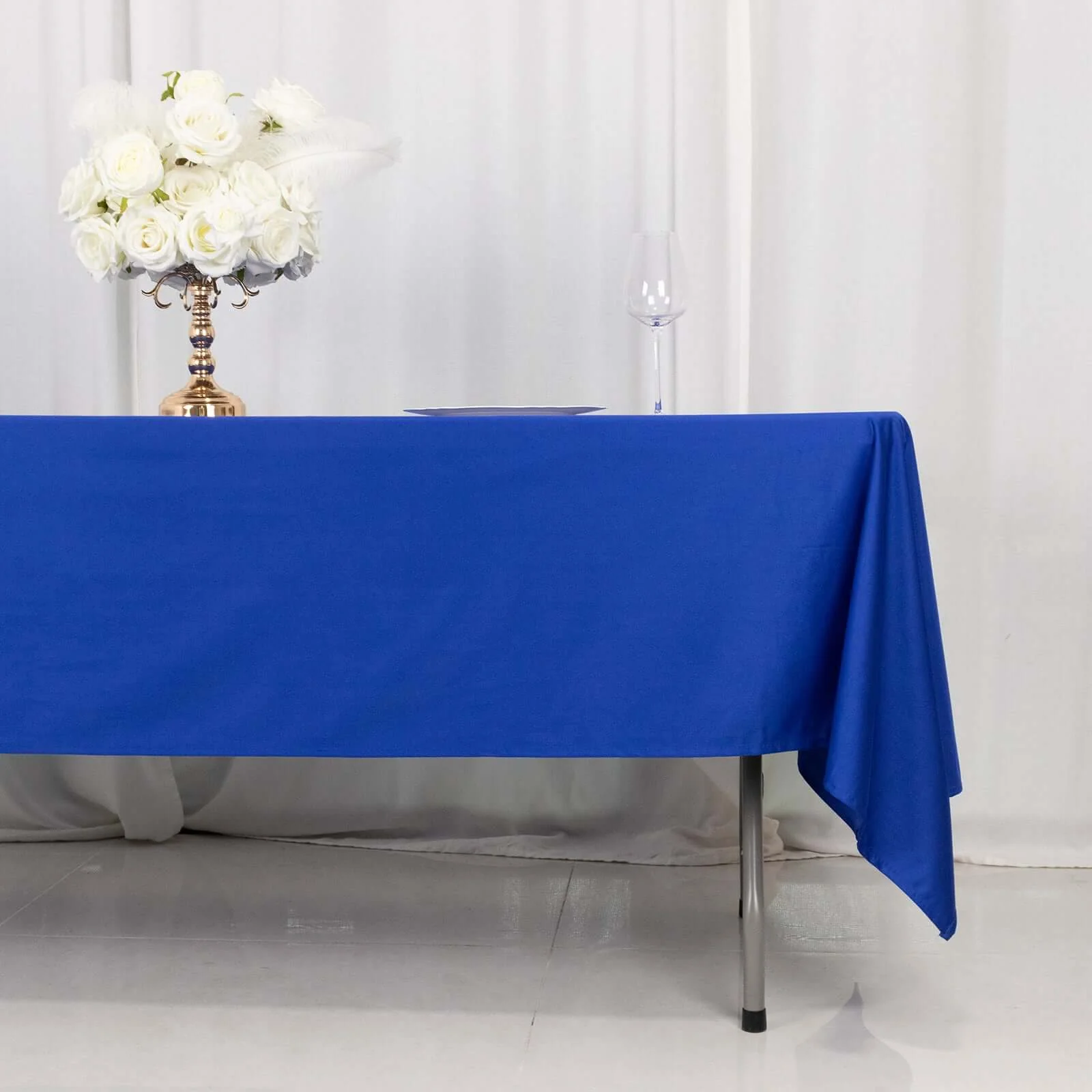Scuba Rectangular Tablecloth 60"x102" Royal Blue - Wrinkle Free Table Cover - Image 2