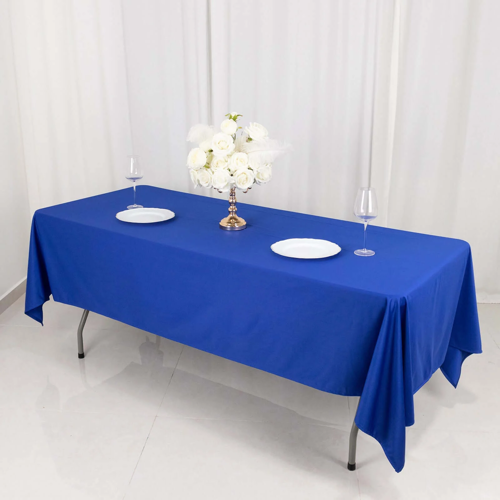 Scuba Rectangular Tablecloth 60"x102" Royal Blue - Wrinkle Free Table Cover - Image 6