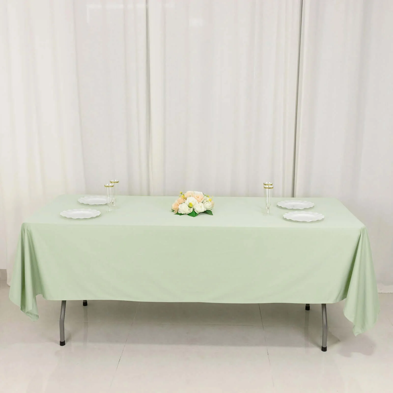 Scuba Rectangular Tablecloth 60"x102" Sage Green - Wrinkle Free Table Cover - Image 3