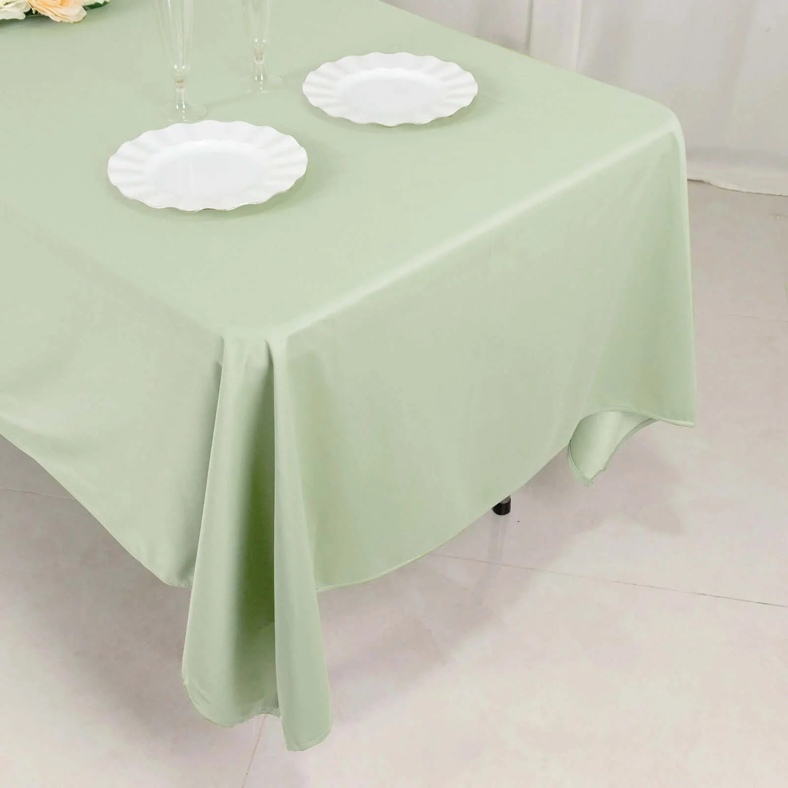 Scuba Rectangular Tablecloth 60"x102" Sage Green - Wrinkle Free Table Cover - Image 9