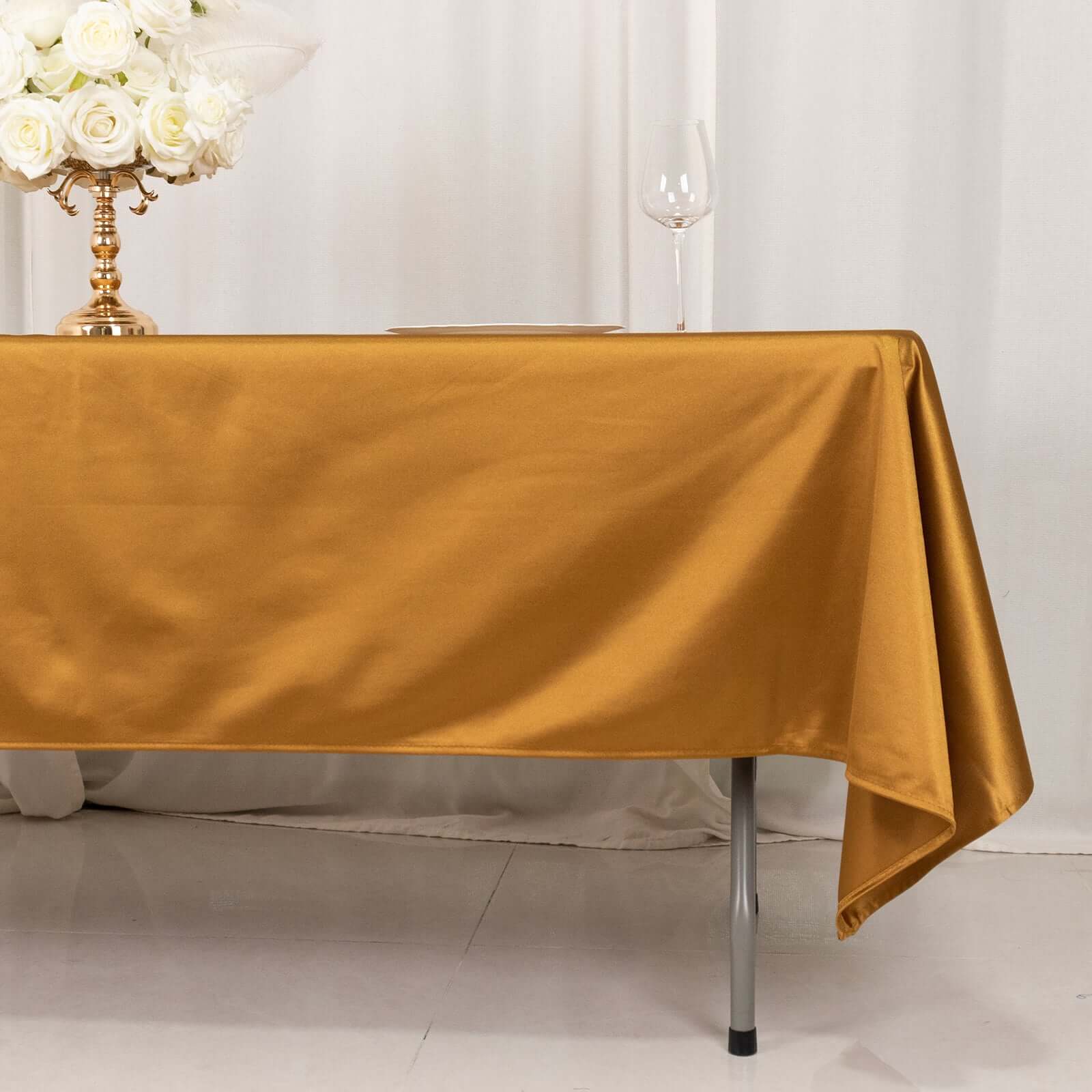 Scuba Rectangular Tablecloth 60"x102" Shimmer Gold - Wrinkle Free & Stain Resistant Table Cover - Image 2