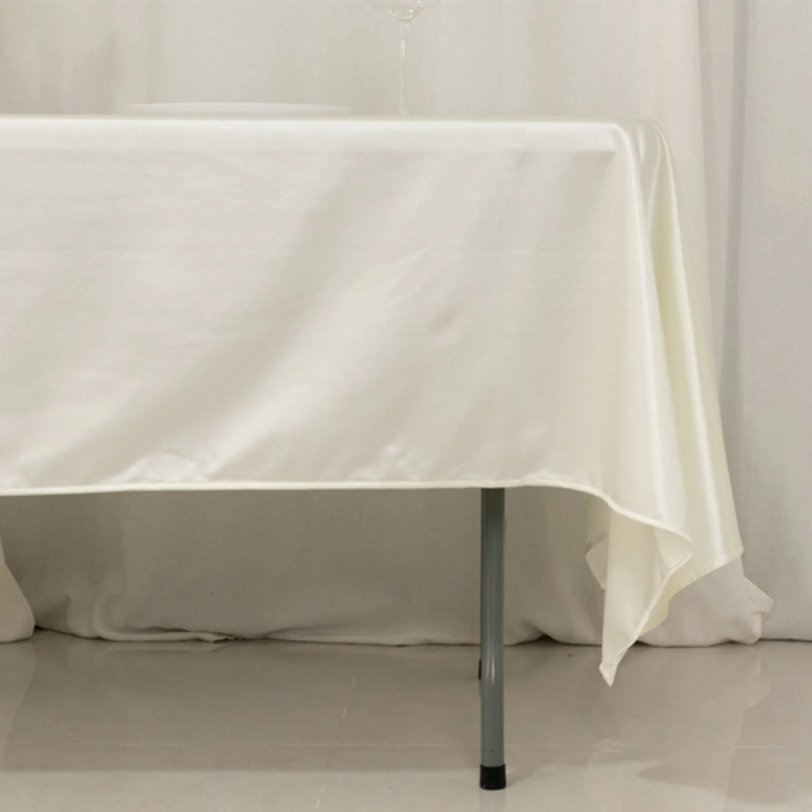 Scuba Rectangular Tablecloth 60"x102" Shimmer Pearl White - Wrinkle Free Table Cover - Image 2