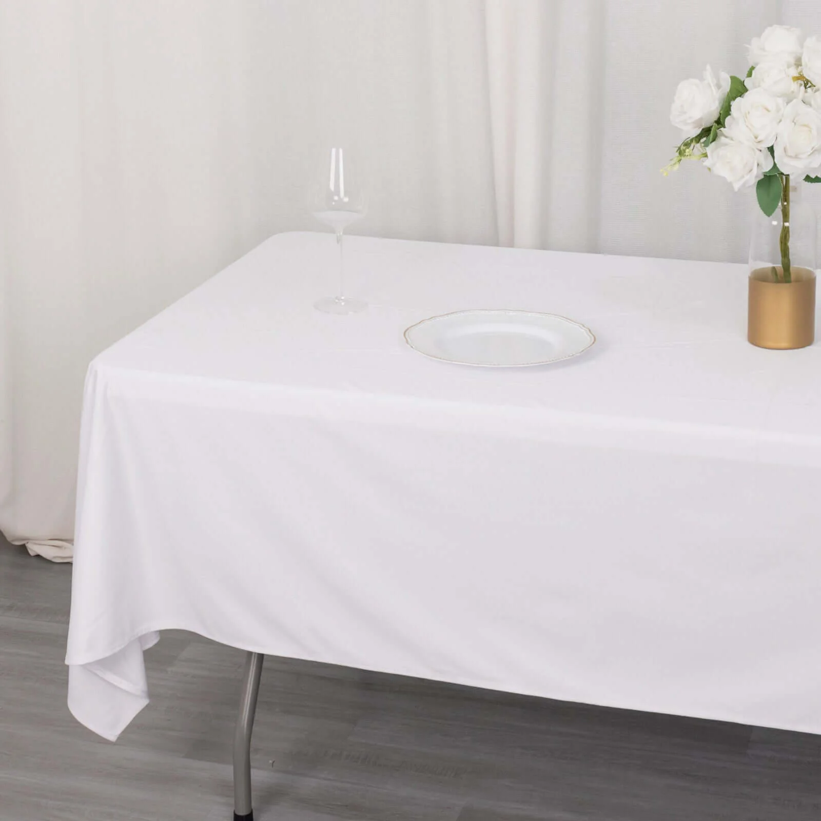 Scuba Rectangular Tablecloth 60"x102" White - Wrinkle Free & Stain Resistant Sophisticated Table Cover - Image 7
