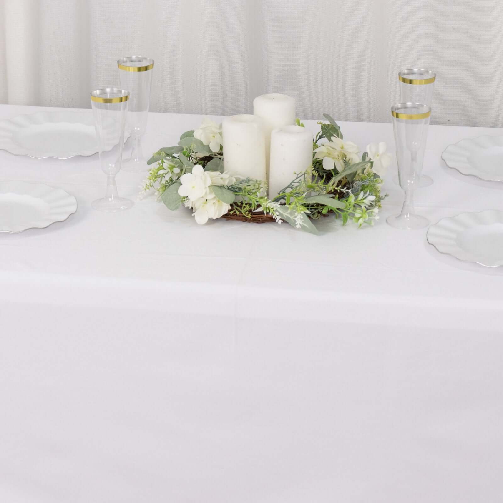 Scuba Rectangular Tablecloth 60"x102" White - Wrinkle Free & Stain Resistant Sophisticated Table Cover - Image 9