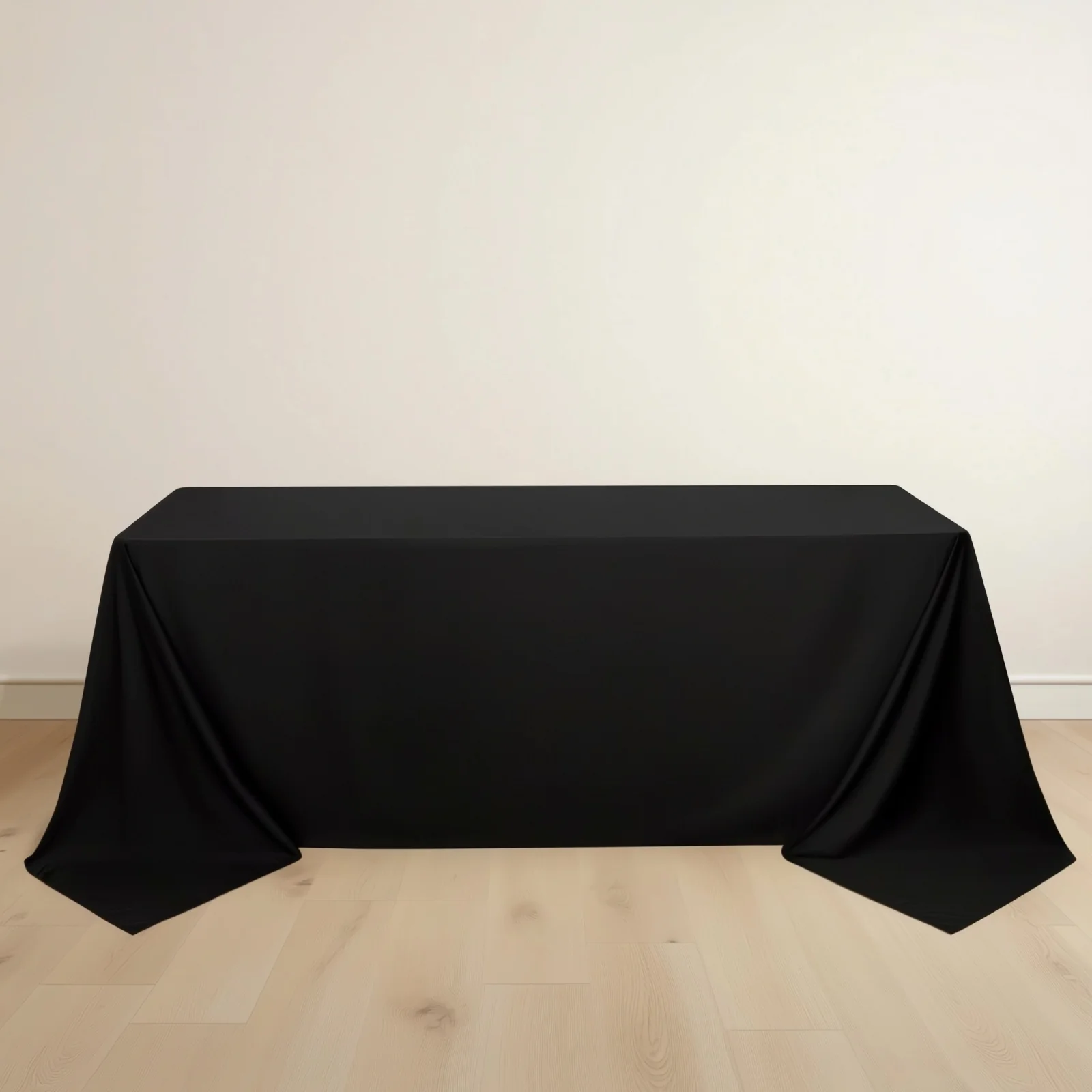 Scuba Rectangular Tablecloth 90"x132" Black - Wrinkle Free, Stain Resistant & Seamless Table Cover