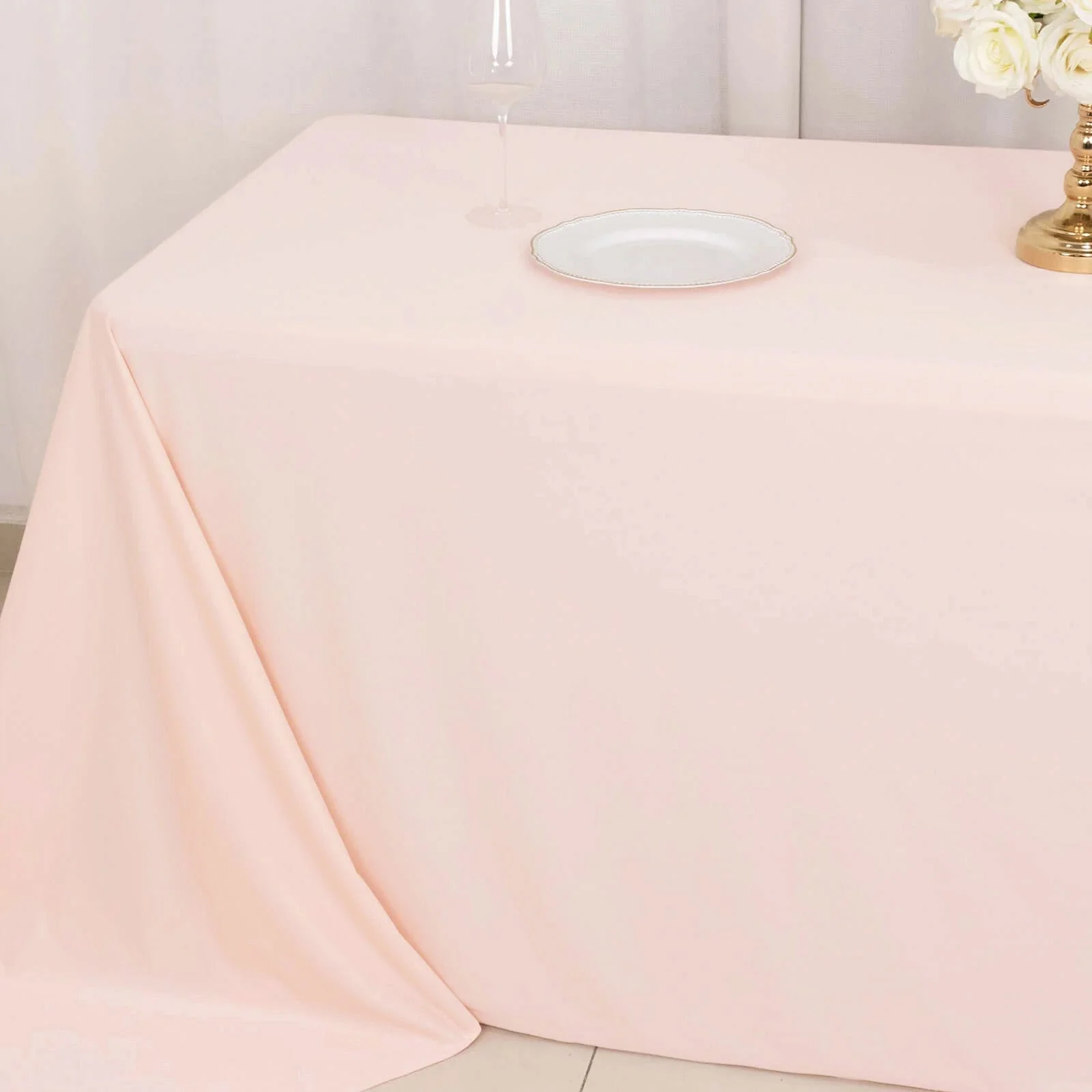 Scuba Rectangular Tablecloth 90"x132" Blush - Seamless Table Cover - Image 11