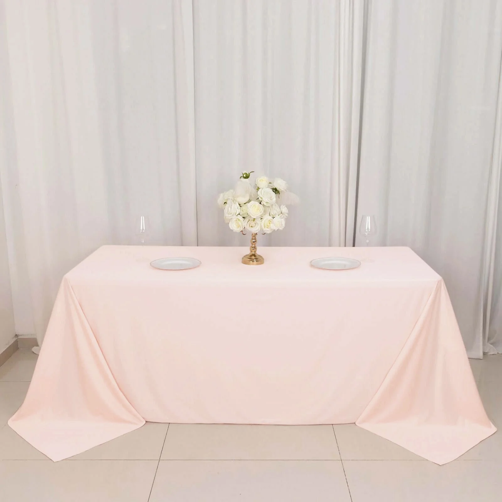 Scuba Rectangular Tablecloth 90"x132" Blush - Seamless Table Cover - Image 14