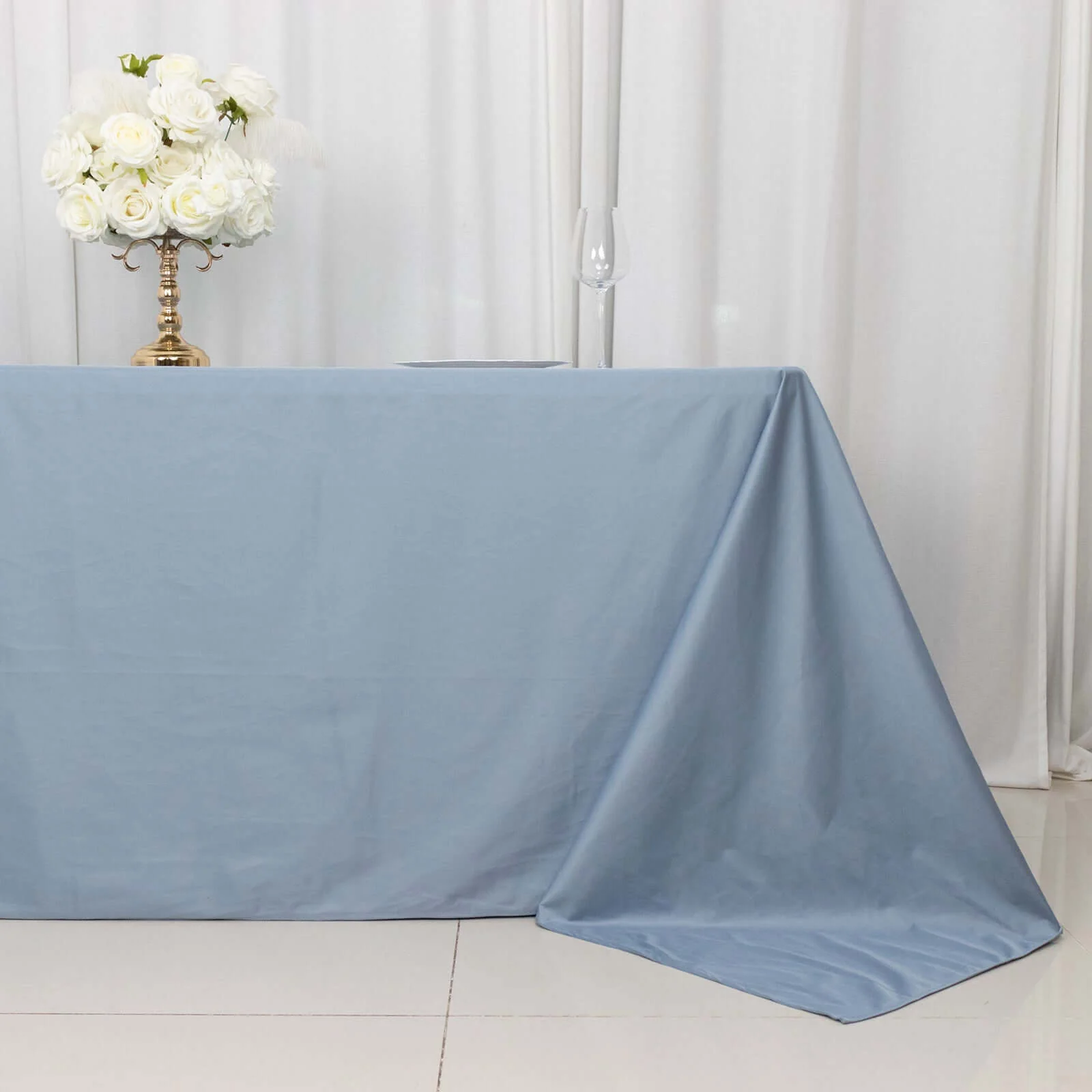 Scuba Rectangular Tablecloth 90"x132" Dusty Blue - Seamless Table Cover - Image 2