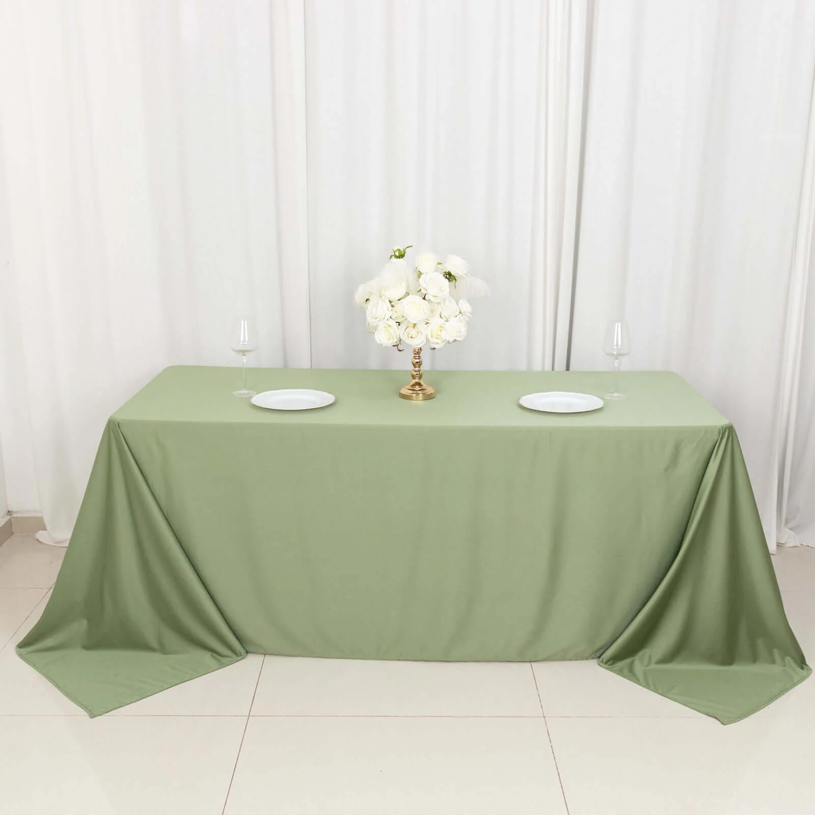 Scuba Rectangular Tablecloth 90"x132" Dusty Sage Green - Seamless Table Cover - Image 12