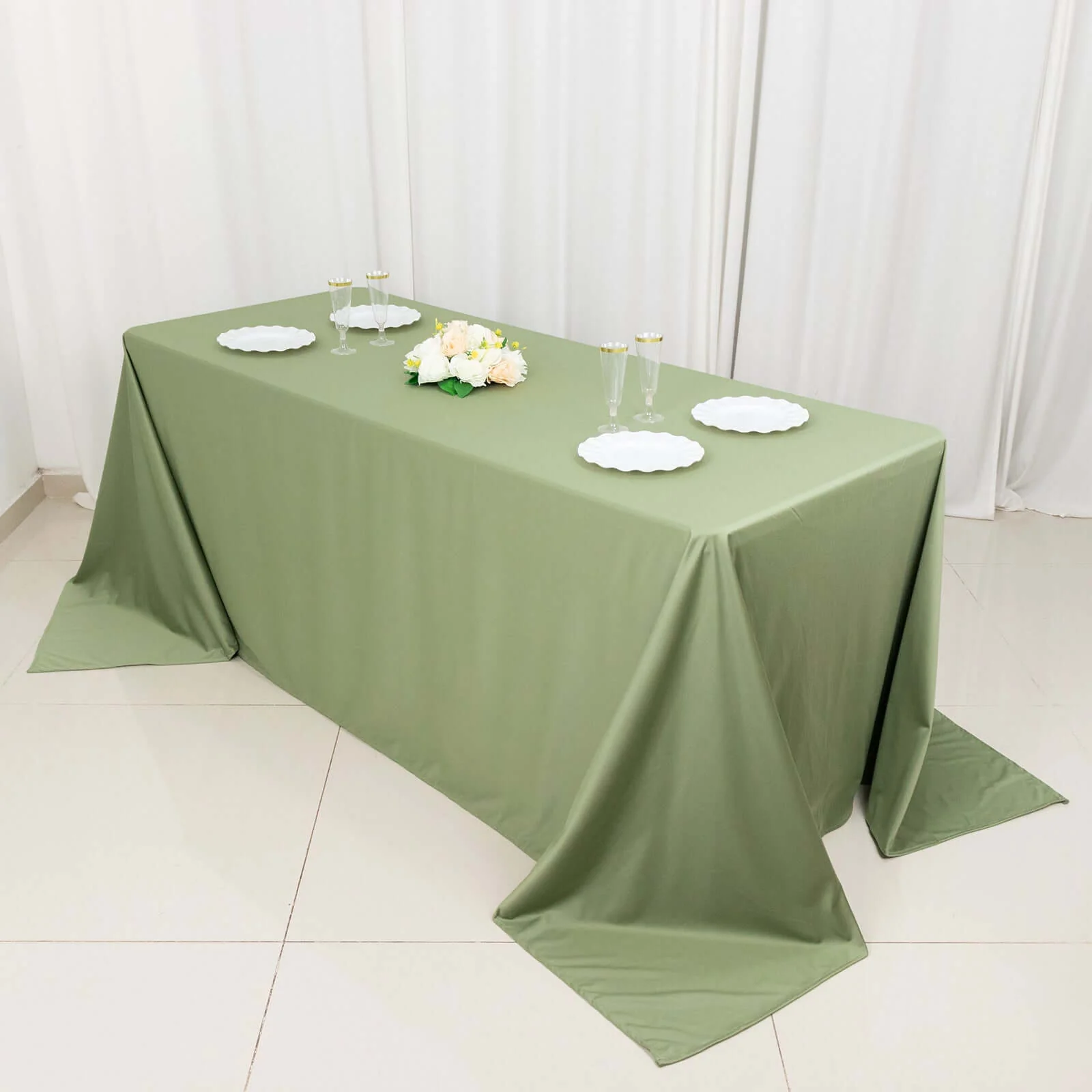 Scuba Rectangular Tablecloth 90"x132" Dusty Sage Green - Seamless Table Cover - Image 13