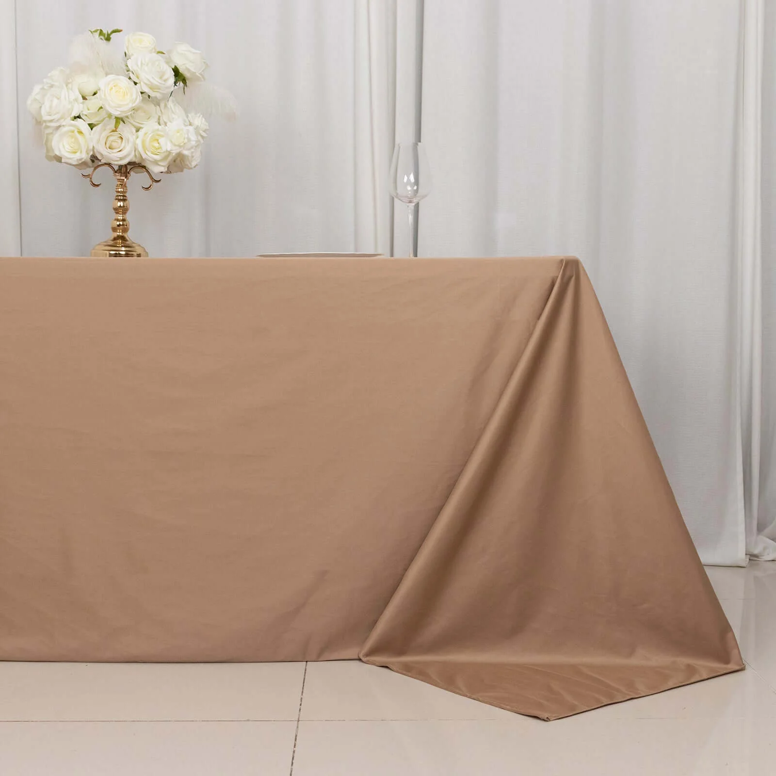 Scuba Rectangular Tablecloth 90"x132" Nude - Seamless Table Cover - Image 2