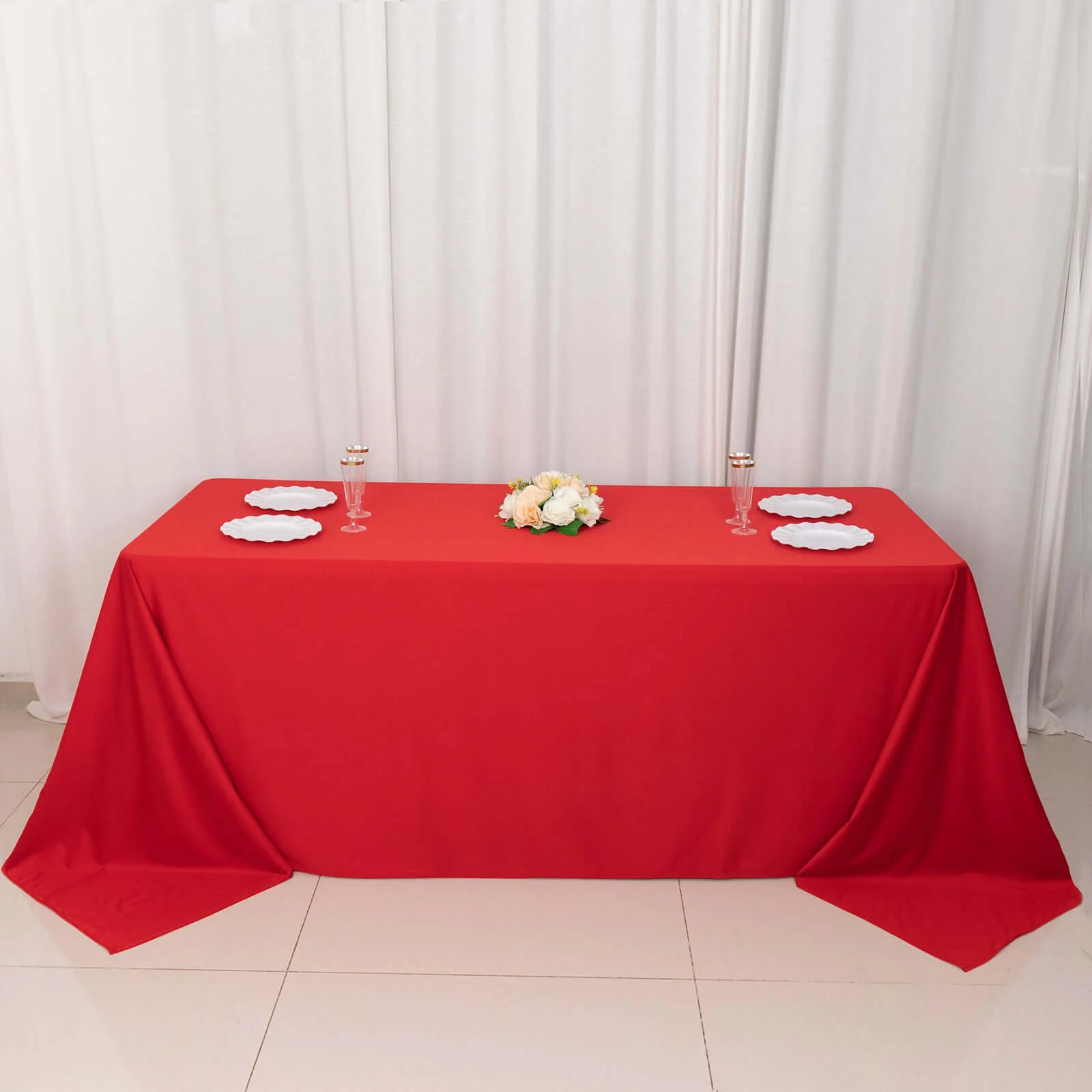 Scuba Rectangular Tablecloth 90"x132" Red - Seamless Table Cover - Image 7