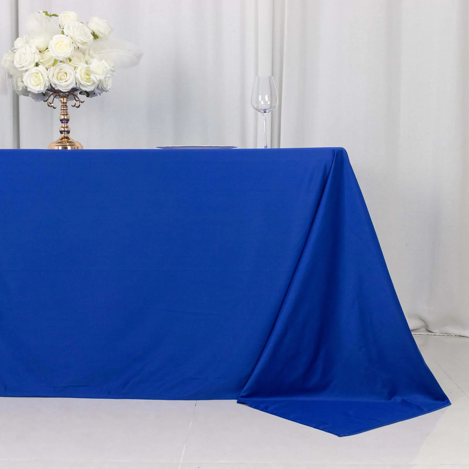Scuba Rectangular Tablecloth 90"x132" Royal Blue - Seamless Table Cover - Image 2