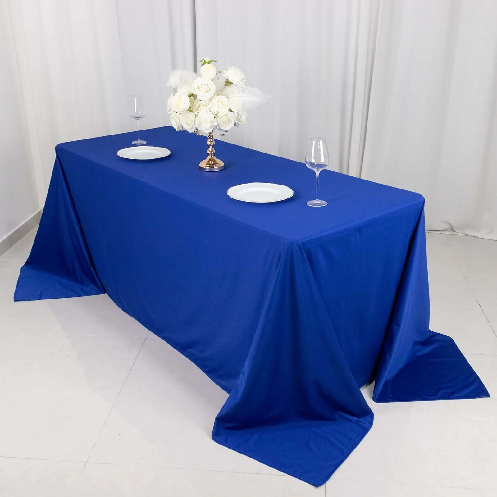 Scuba Rectangular Tablecloth 90"x132" Royal Blue - Seamless Table Cover - Image 6