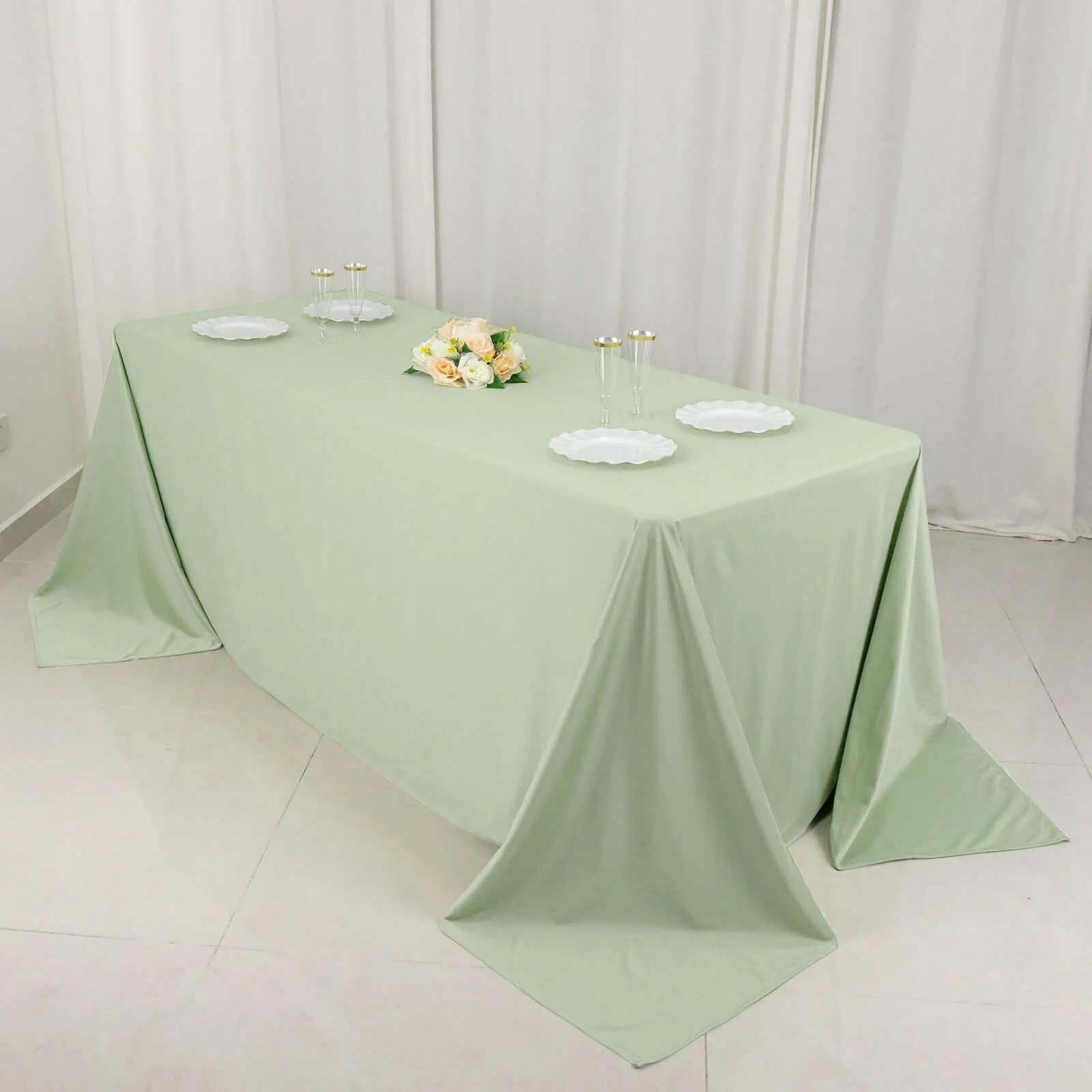 Scuba Rectangular Tablecloth 90"x132" Sage Green - Seamless Table Cover - Image 7