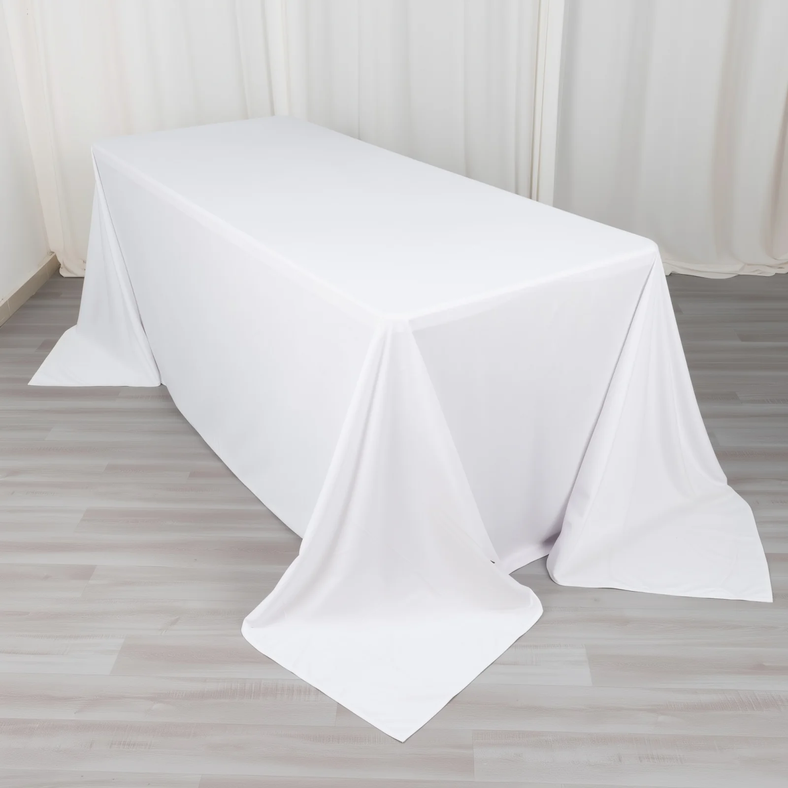 Scuba Rectangular Tablecloth 90"x132" White - Wrinkle Free, Stain Resistant & Seamless Table Cover - Image 2