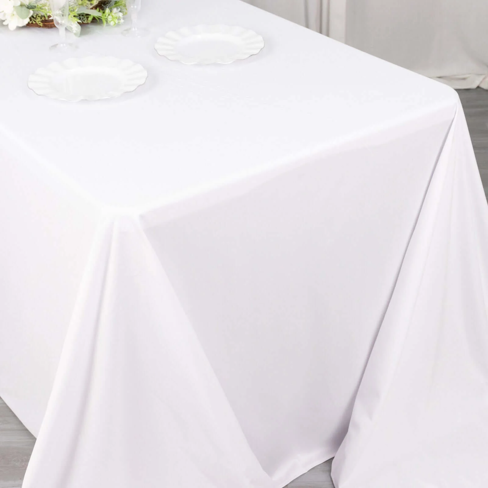 Scuba Rectangular Tablecloth 90"x132" White - Wrinkle Free, Stain Resistant & Seamless Table Cover - Image 5