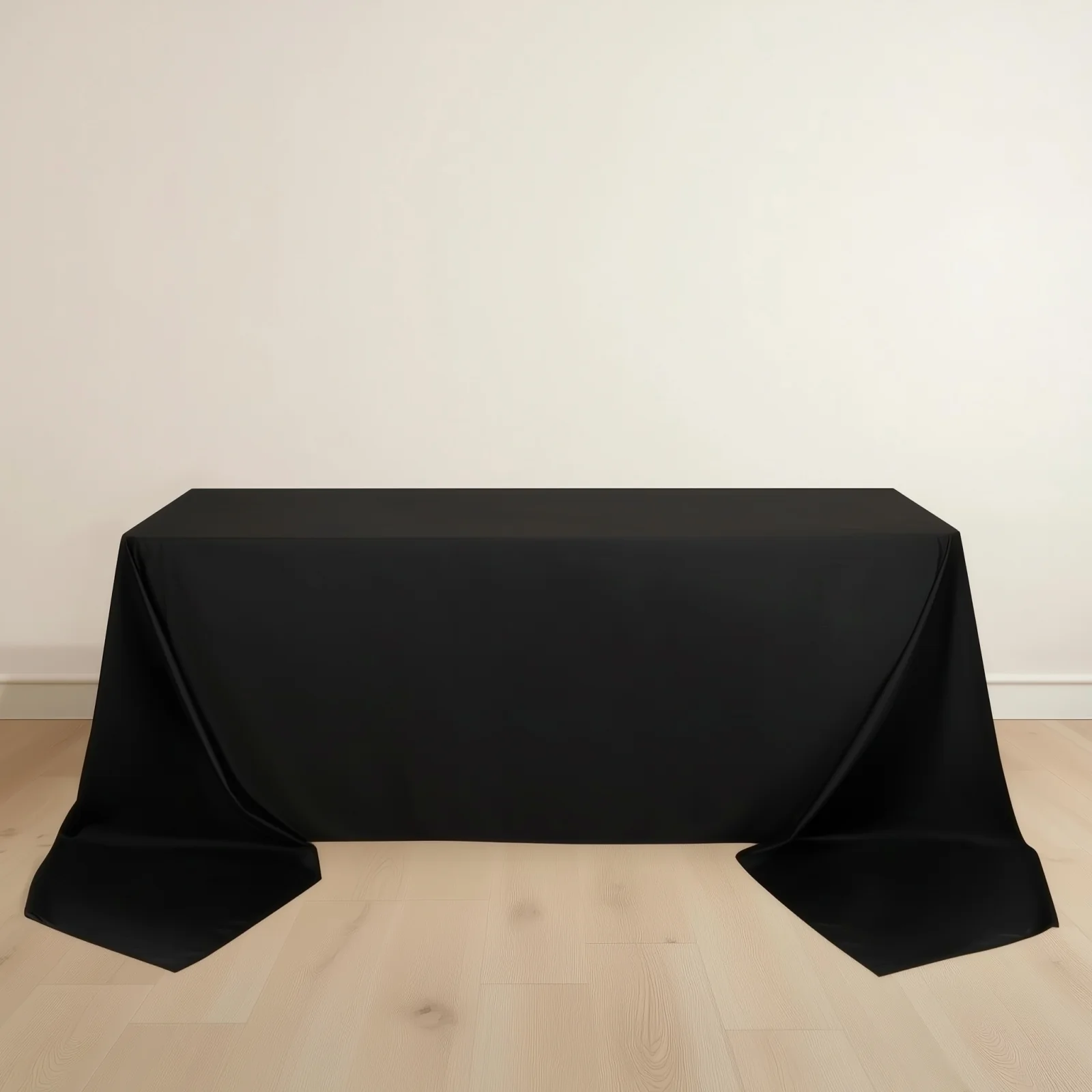 Scuba Rectangular Tablecloth 90"x156" Black - Wrinkle Free & Stain Resistant Seamless Table Cover