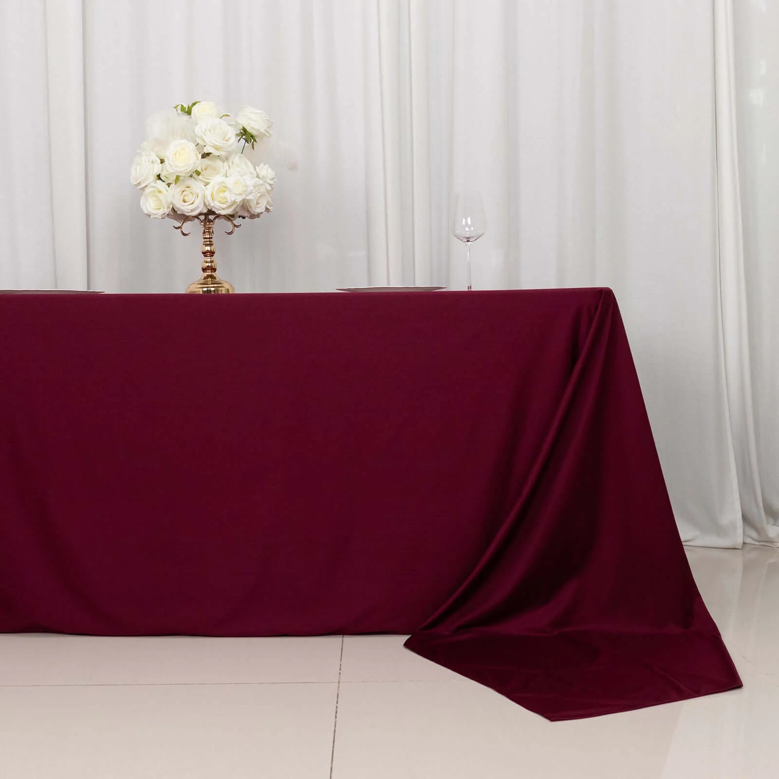 Scuba Rectangular Tablecloth 90"x156" Burgundy - Seamless & Wrinkle Free Table Cover - Image 2