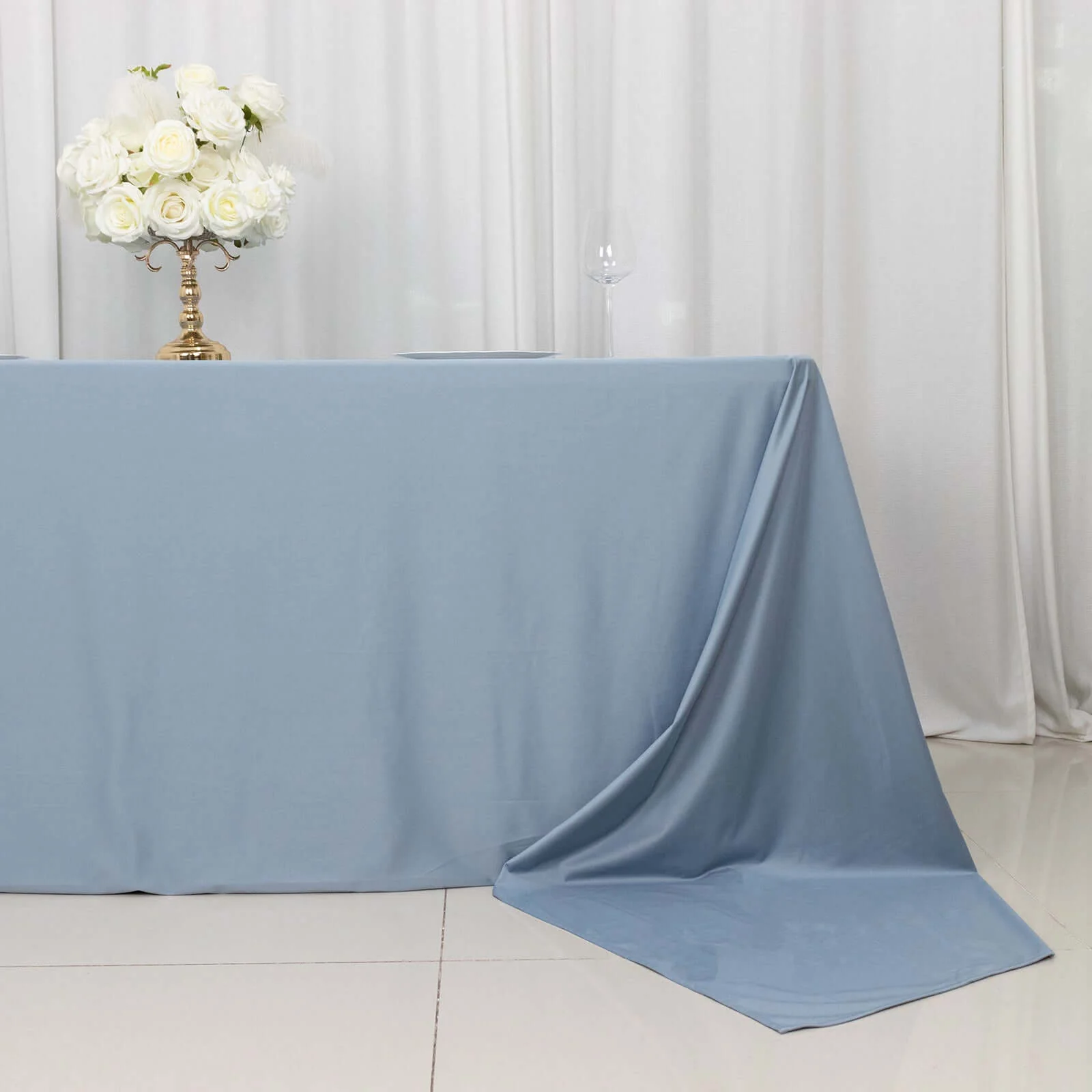 Scuba Rectangular Tablecloth 90"x156" Dusty Blue - Seamless & Wrinkle Free Table Cover - Image 2