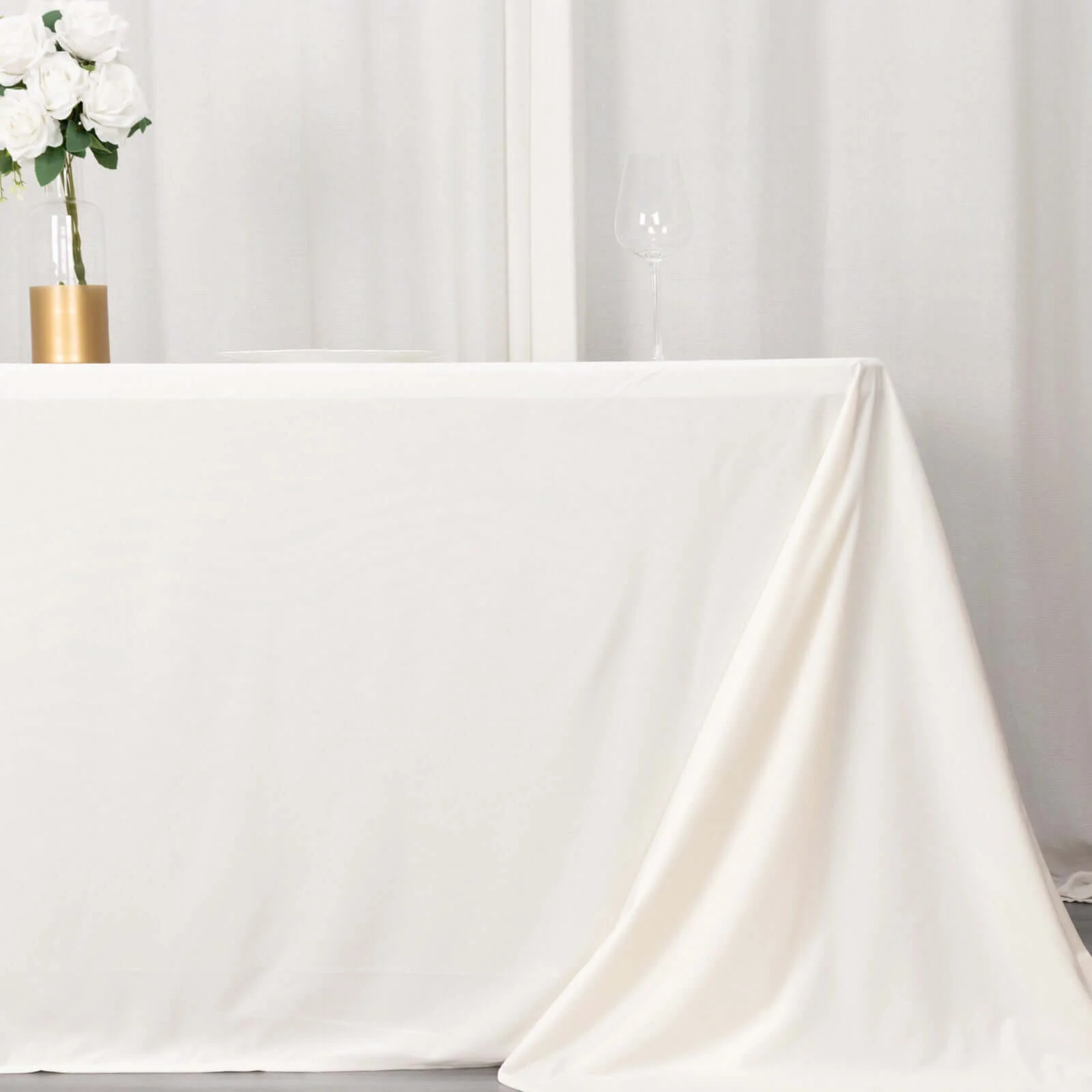 Scuba Rectangular Tablecloth 90"x156" Ivory - Seamless & Wrinkle Free Table Cover - Image 2