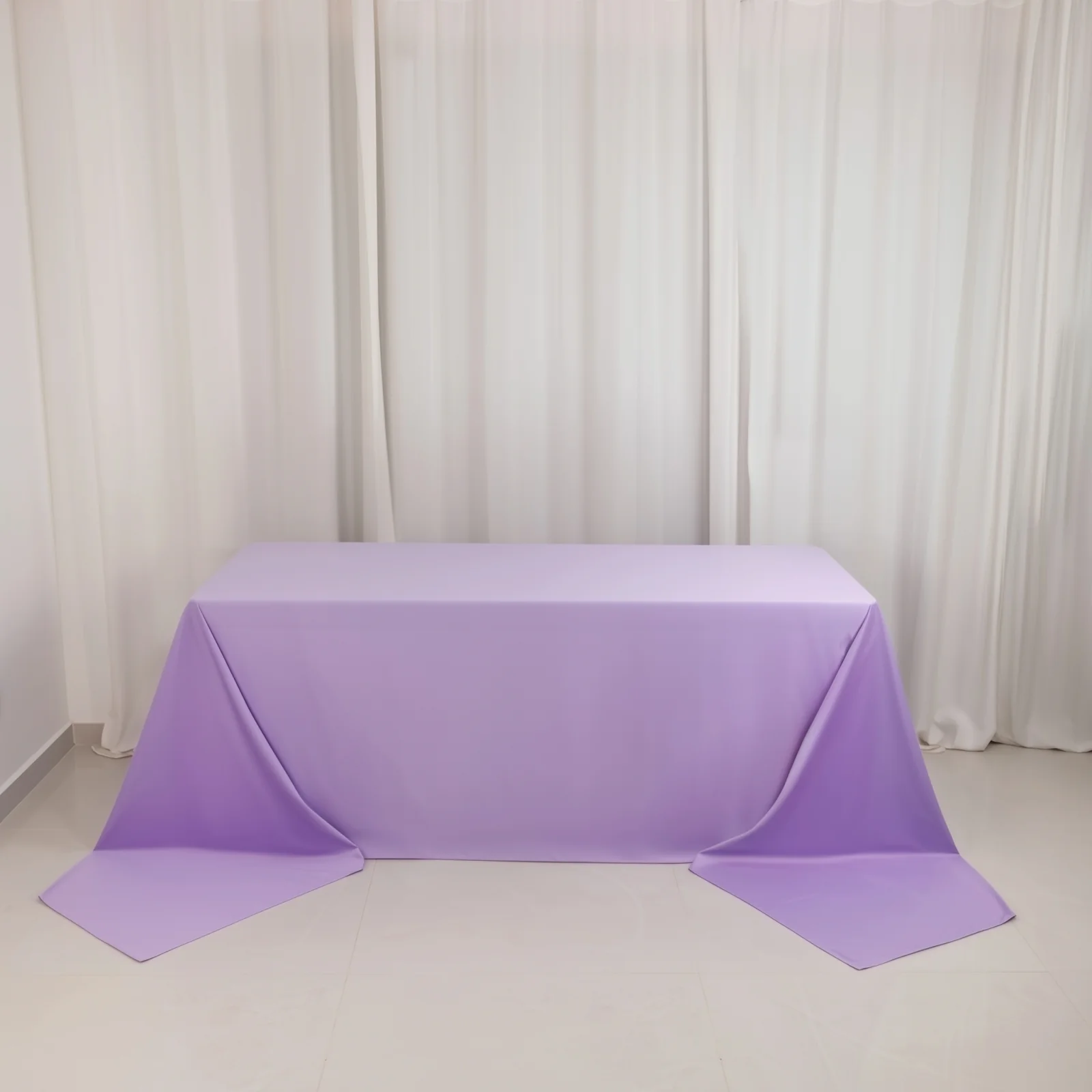 Scuba Rectangular Tablecloth 90"x156" Lavender Lilac - Seamless & Wrinkle Free Table Cover