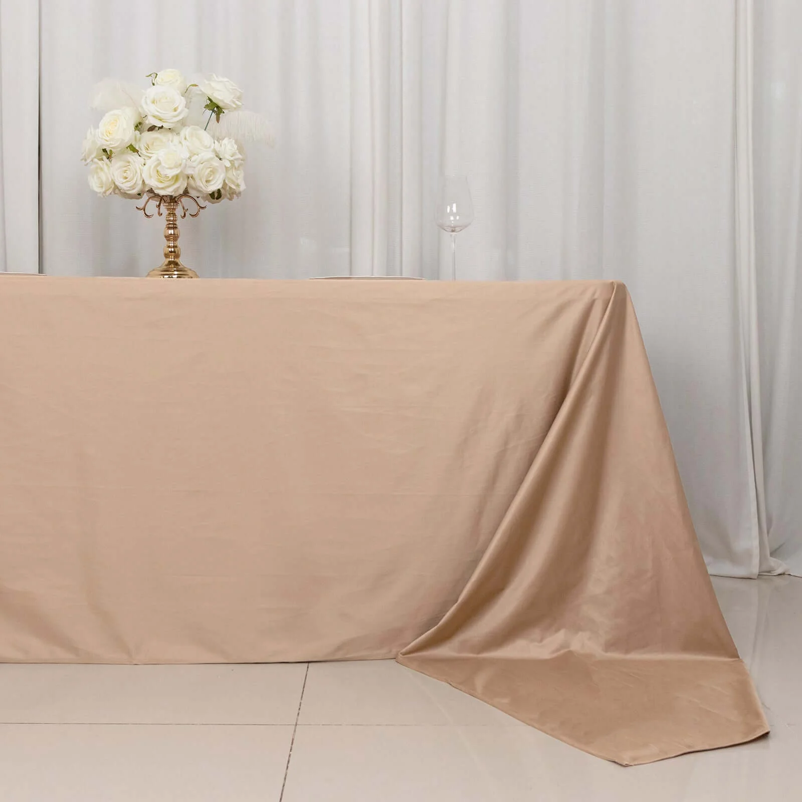 Scuba Rectangular Tablecloth 90"x156" Nude - Seamless & Wrinkle Free Table Cover - Image 2