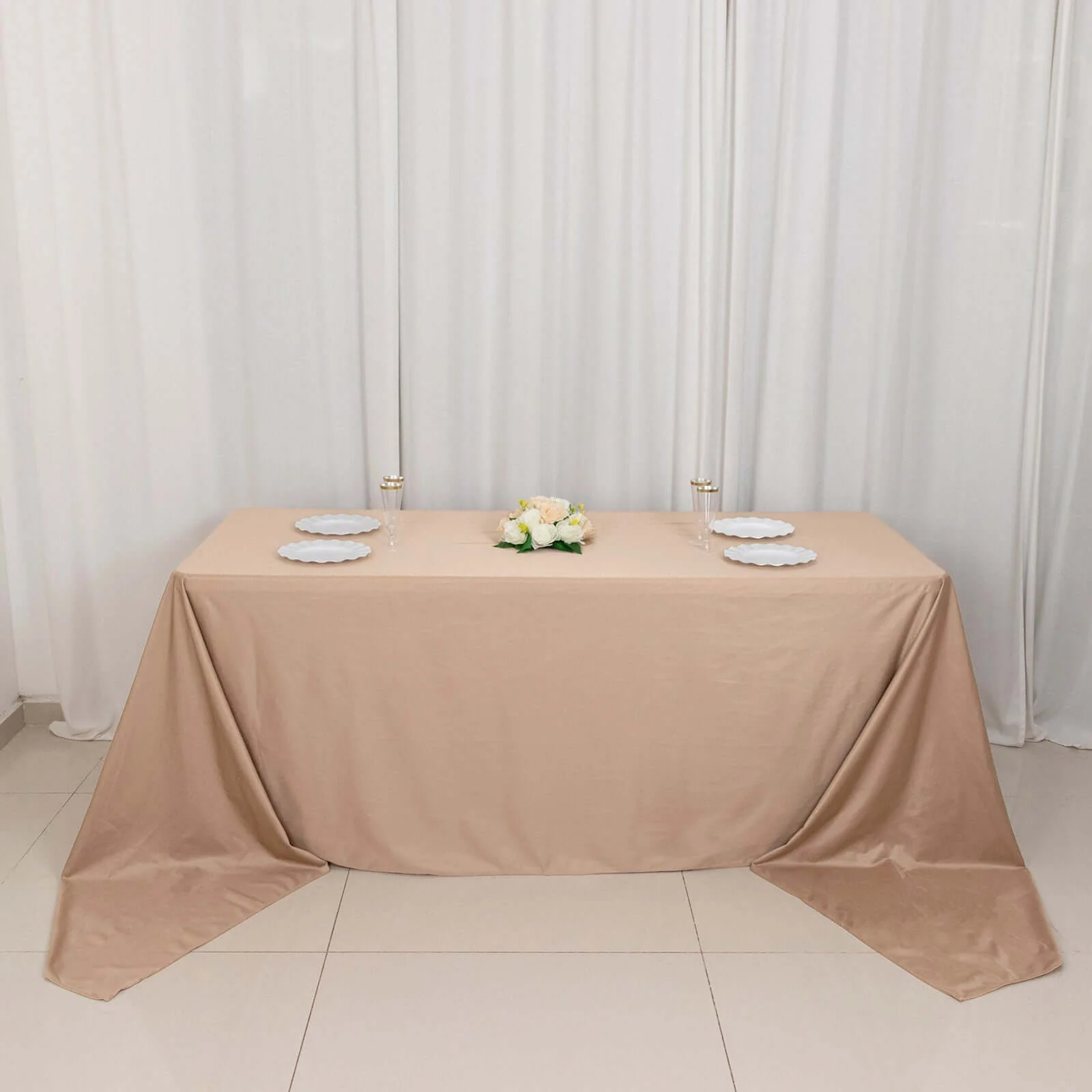 Scuba Rectangular Tablecloth 90"x156" Nude - Seamless & Wrinkle Free Table Cover - Image 6
