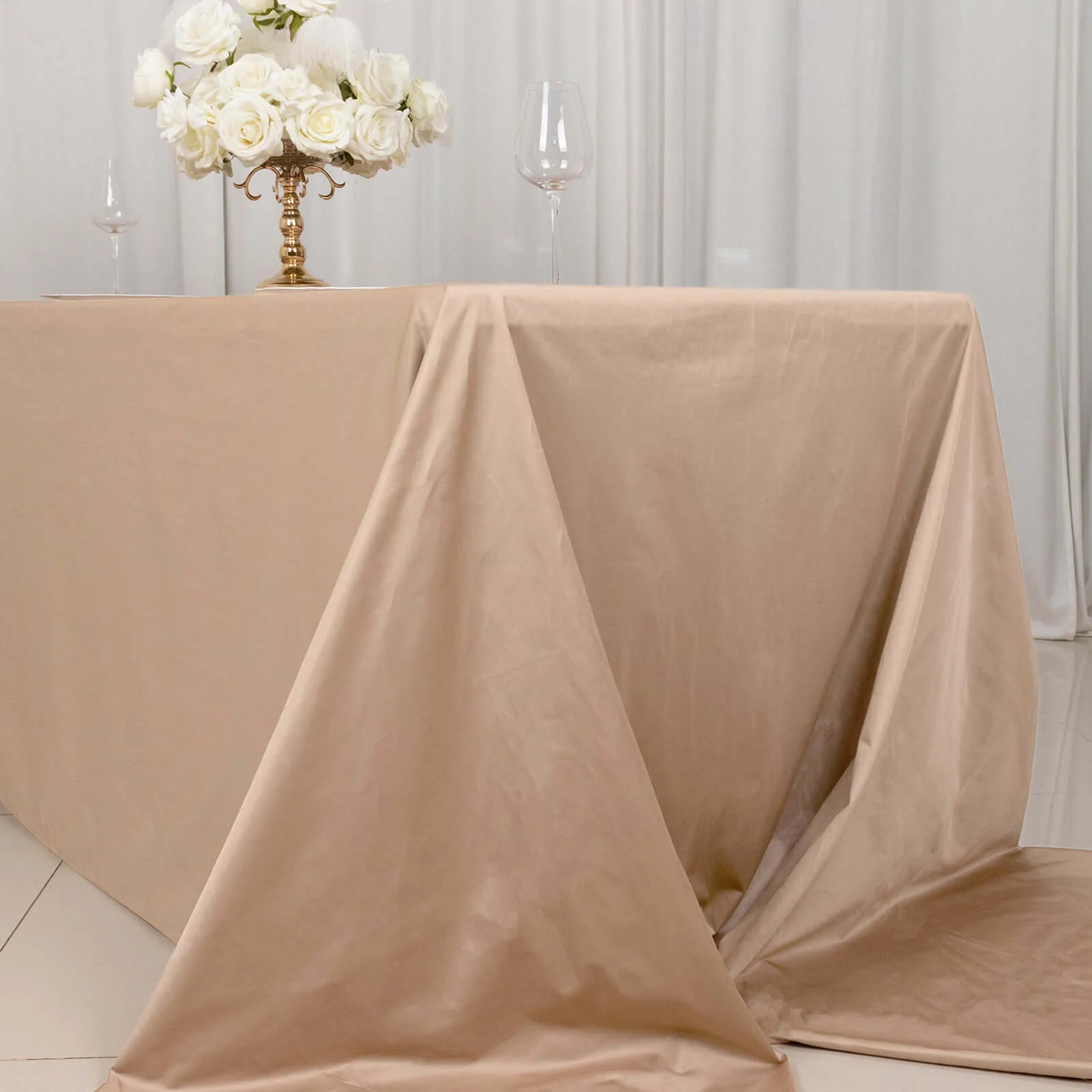 Scuba Rectangular Tablecloth 90"x156" Nude - Seamless & Wrinkle Free Table Cover - Image 7